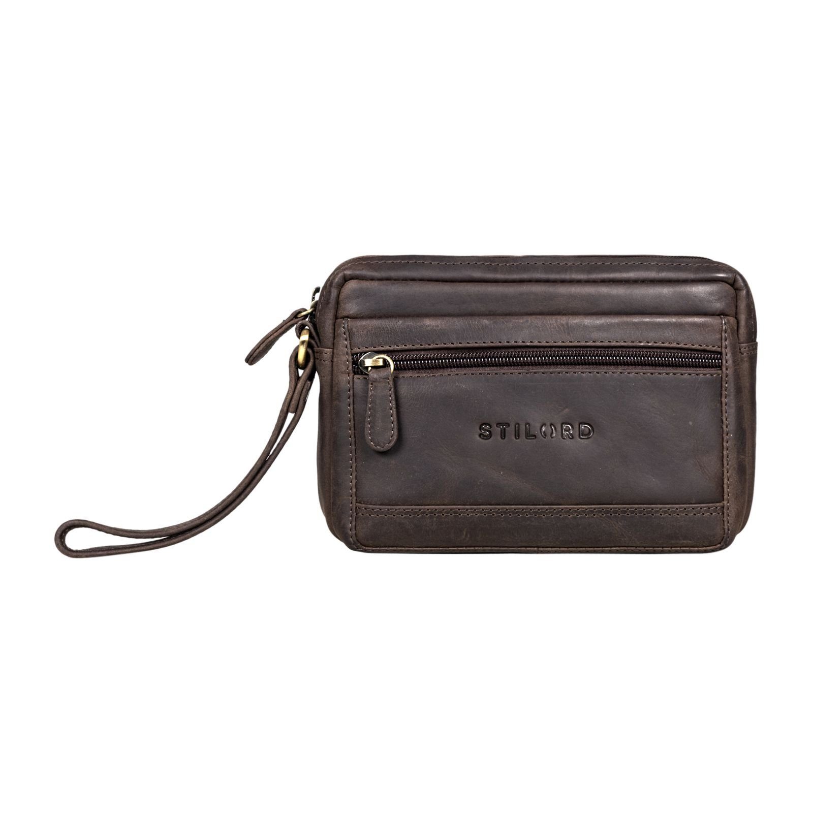 STILORD Messenger Bag “Pax” Handgelenktasche Herren dunkel - braun