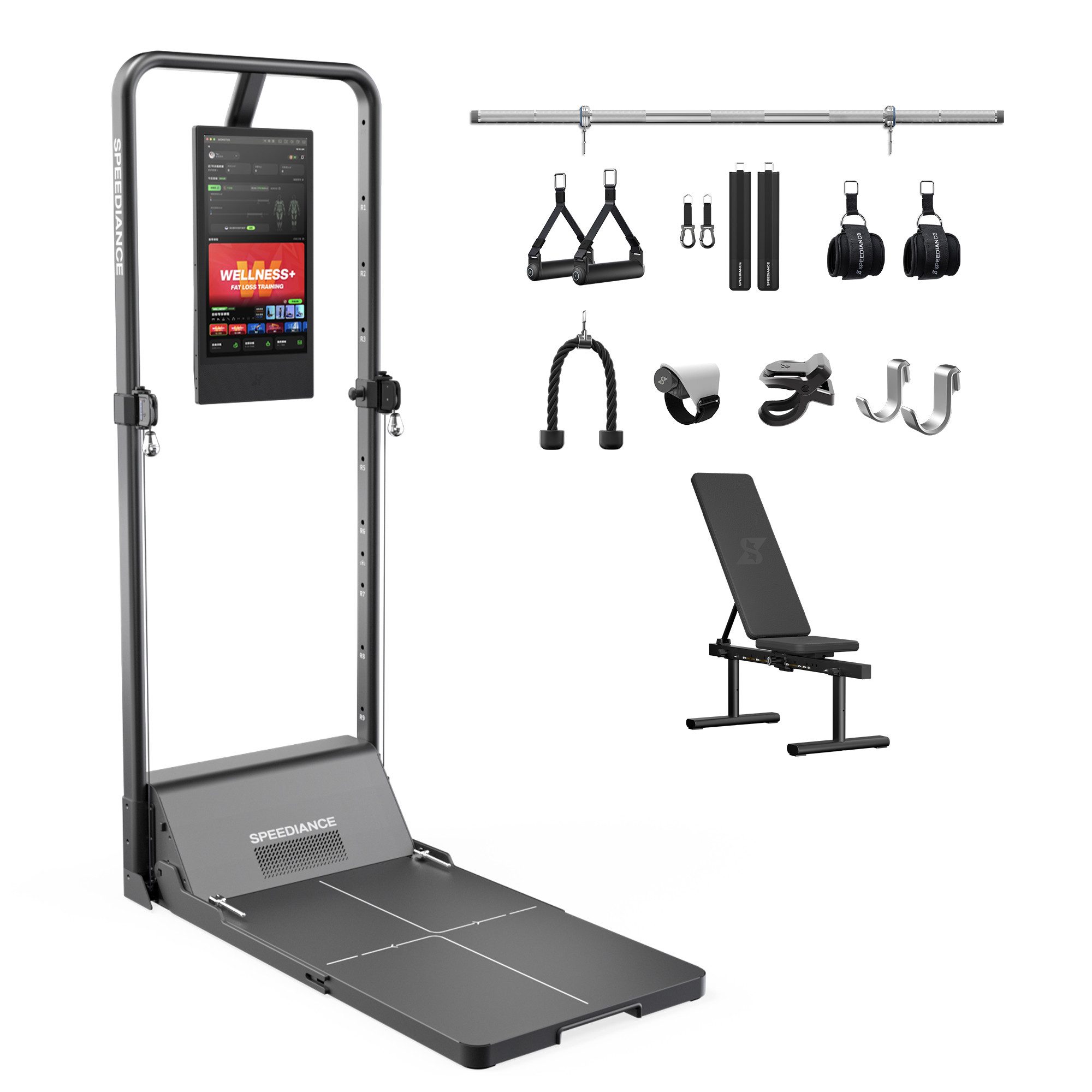 SPEEDIANCE Kraftstation Smarte KI-gesteuerte Multi-Funktionale Smith-Maschine, (mit Digitalem Gewichtssystem, Squat Rack, Gym Monster 2S), für Ganzkörper-Krafttraining, All-in-One Fitnessgerät