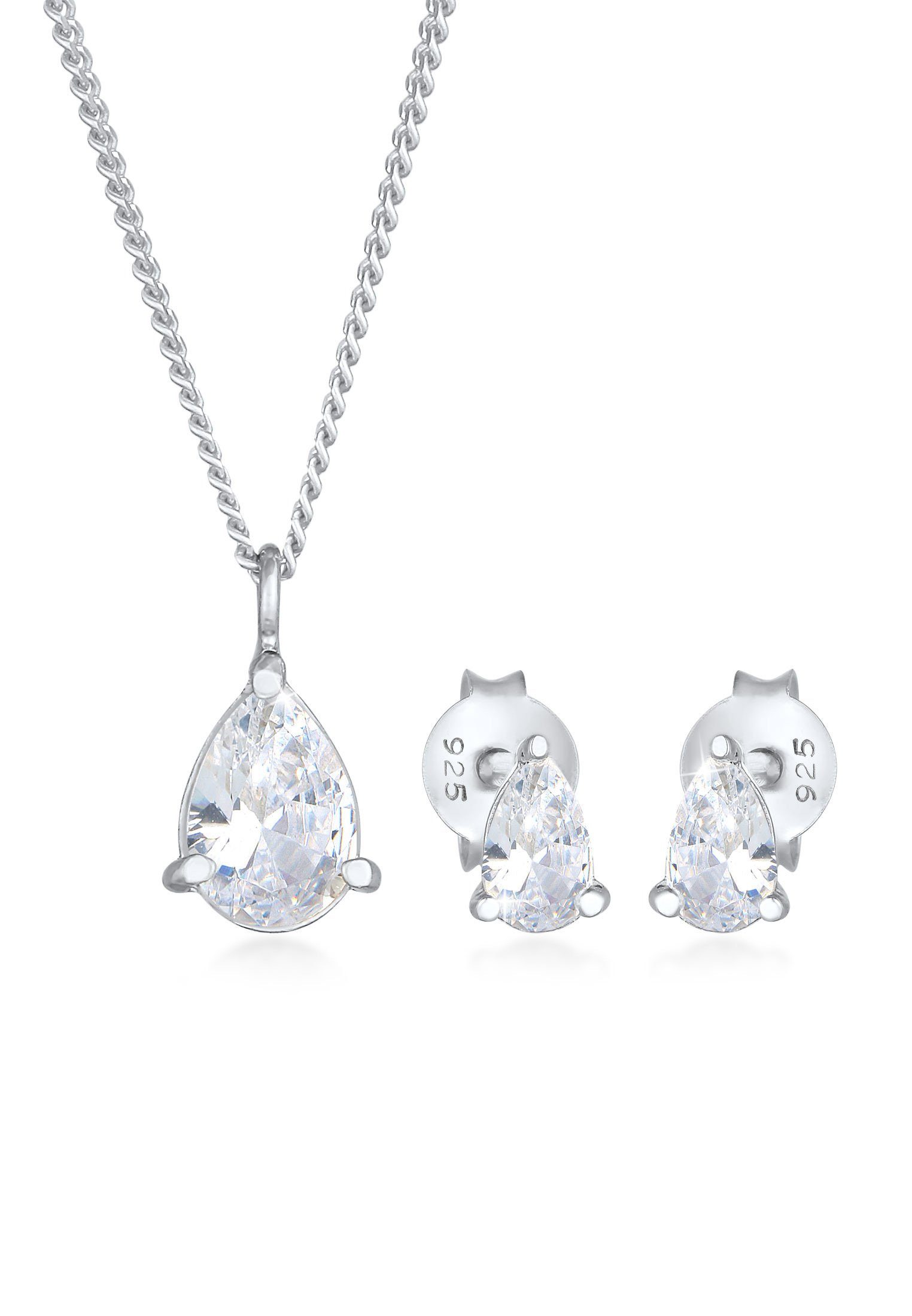 Elli Schmuckset Kette Ohrstecker Tropfen Zirkonia günstig online kaufen