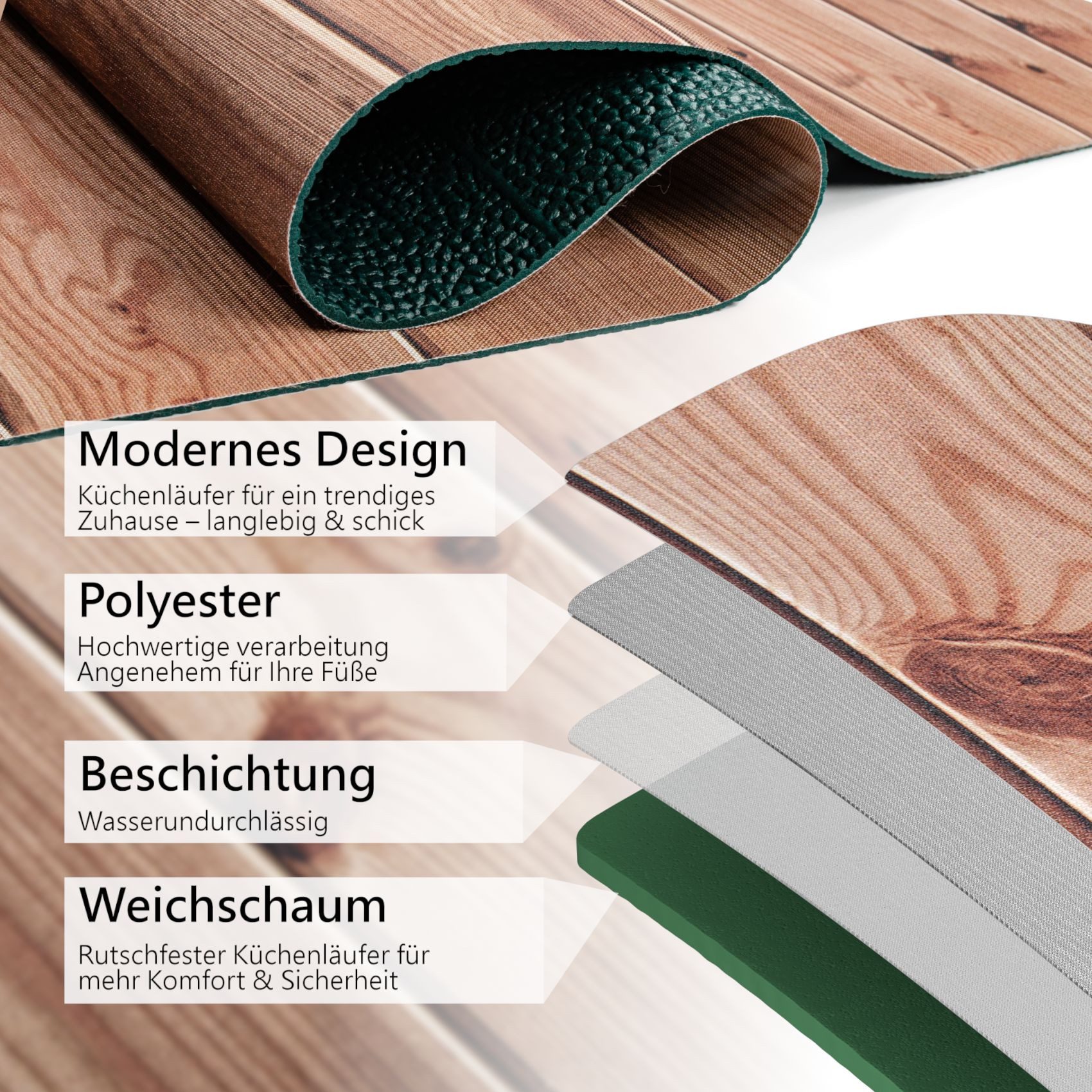 ANRO Küchenläufer Läufer GreenLine Flurläufer Teppichläufer günstig online kaufen