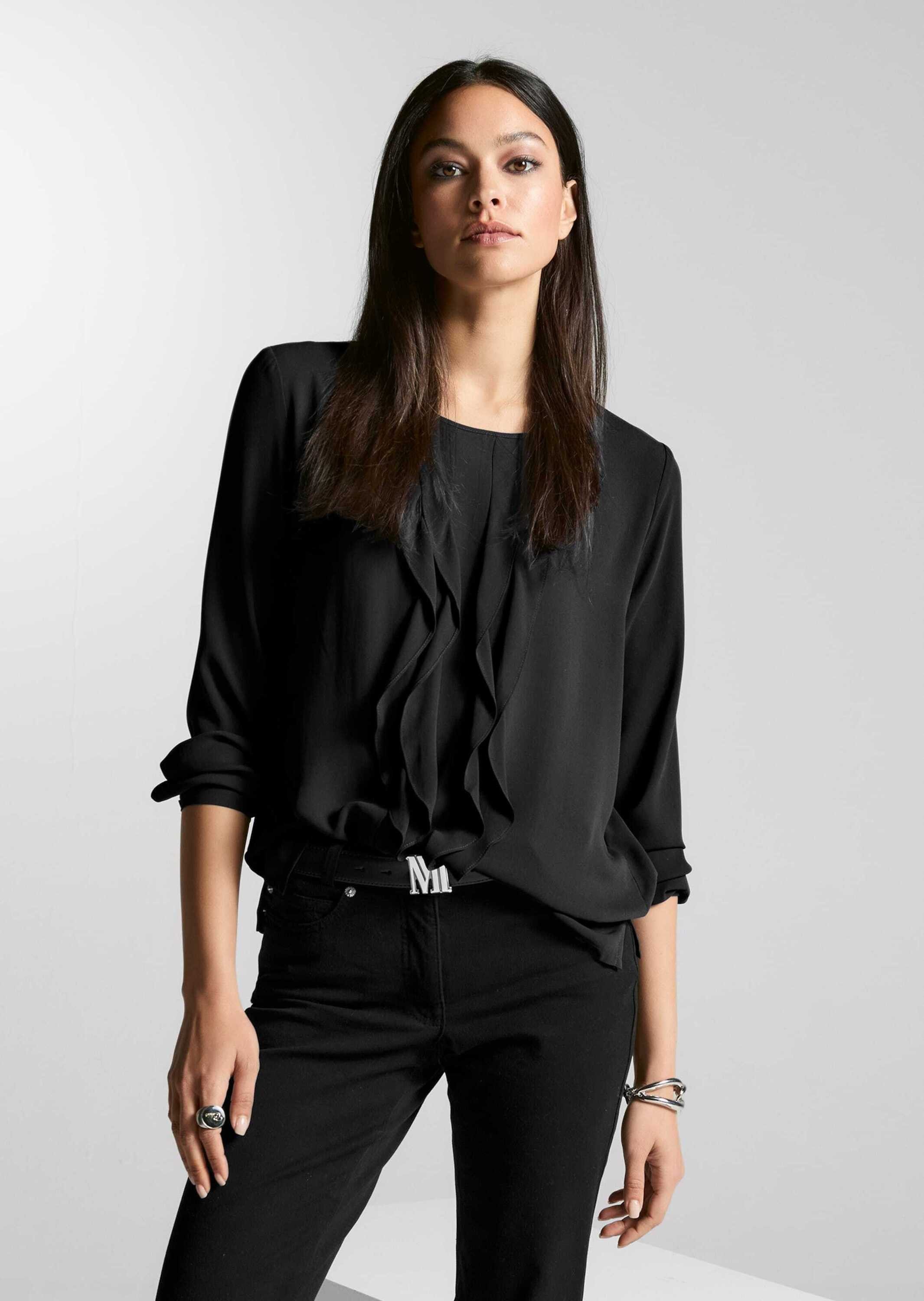 Langarmbluse Leichte Rundhals-Bluse