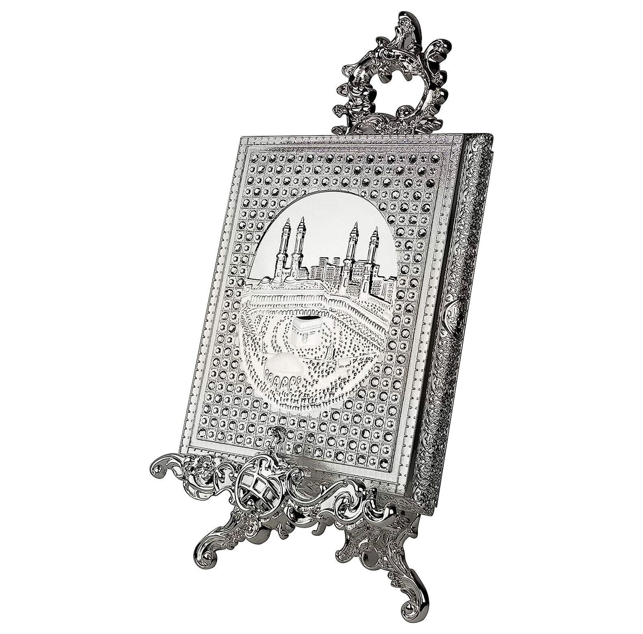 Özberk Aufbewahrungskorb Koran Silber-K-K1 (Packung, 2 Teilig), Exklusive Metallbox für den Koran im edlen Silberdesign