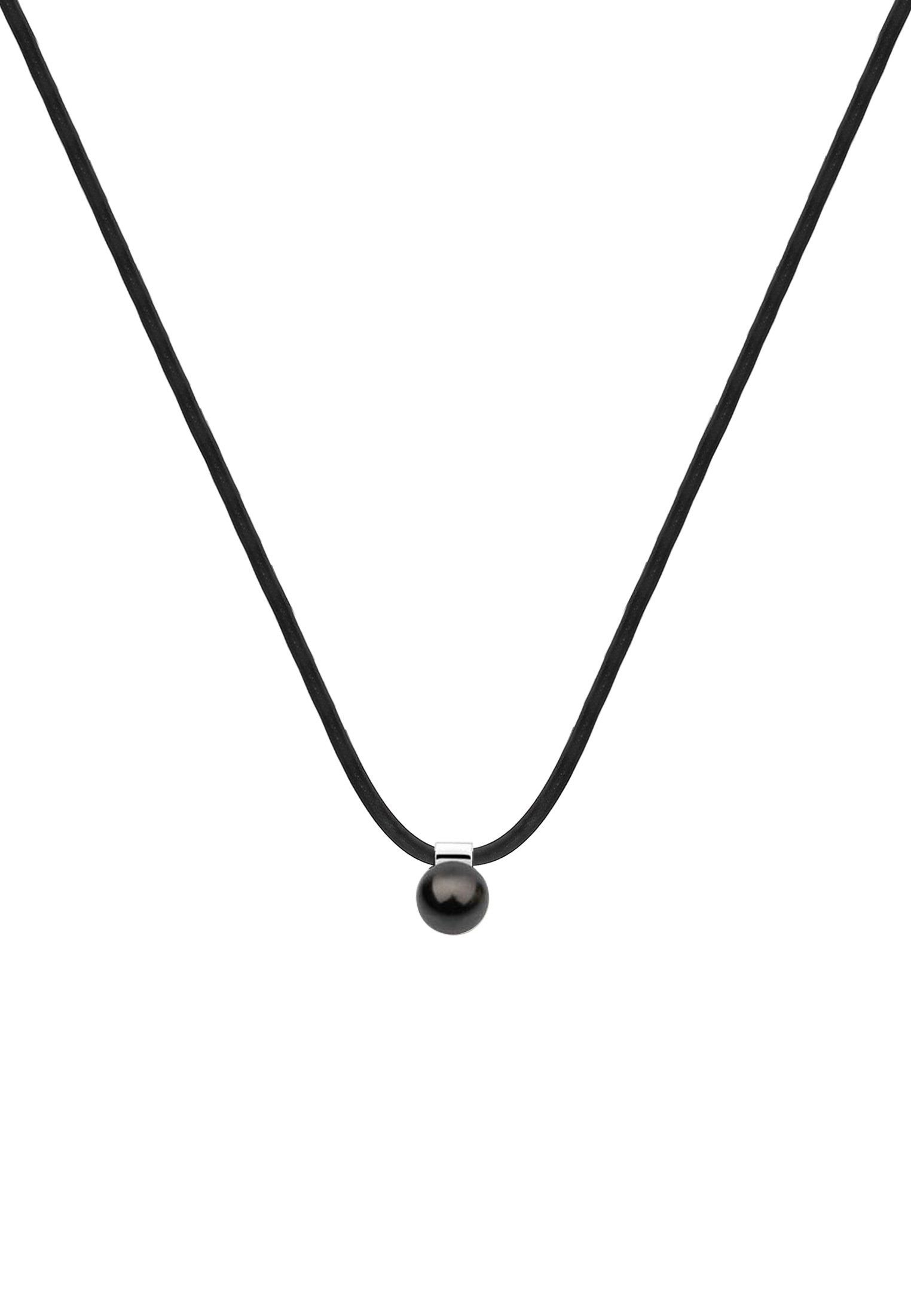 Nenalina Perlenkette Kautschuk Synthetische Perle Silber 925 Schwarz