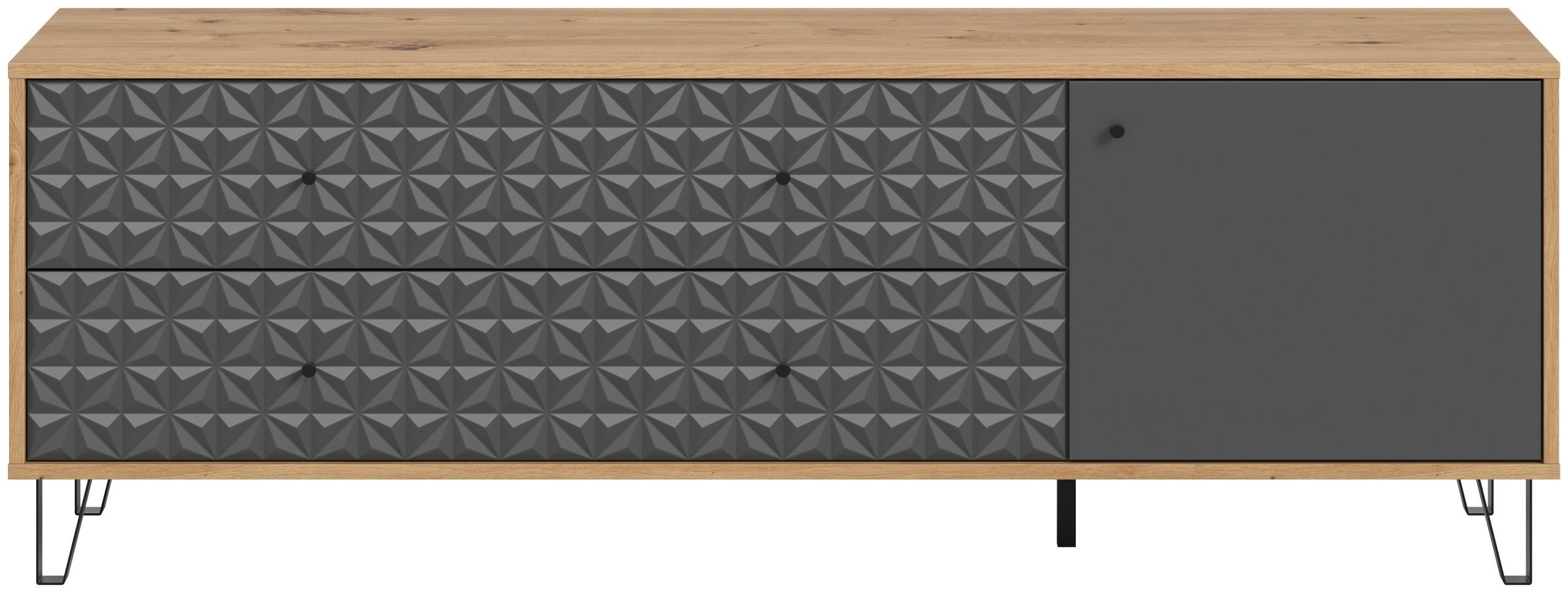 xonox.home Lowboard, in Artisan Oak Nachbildung / anthrazit matt B/H/T: 164 x 56 x 40 cm