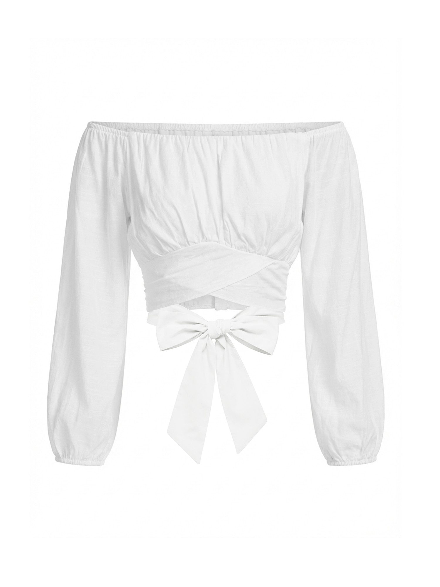 Imily Bela Blusentop Damen Hemd mit offenen Schultern und Laternenärmeln (Packung, 1-tlg., 1per-Pack) Schnürung – Bild 5 von 5