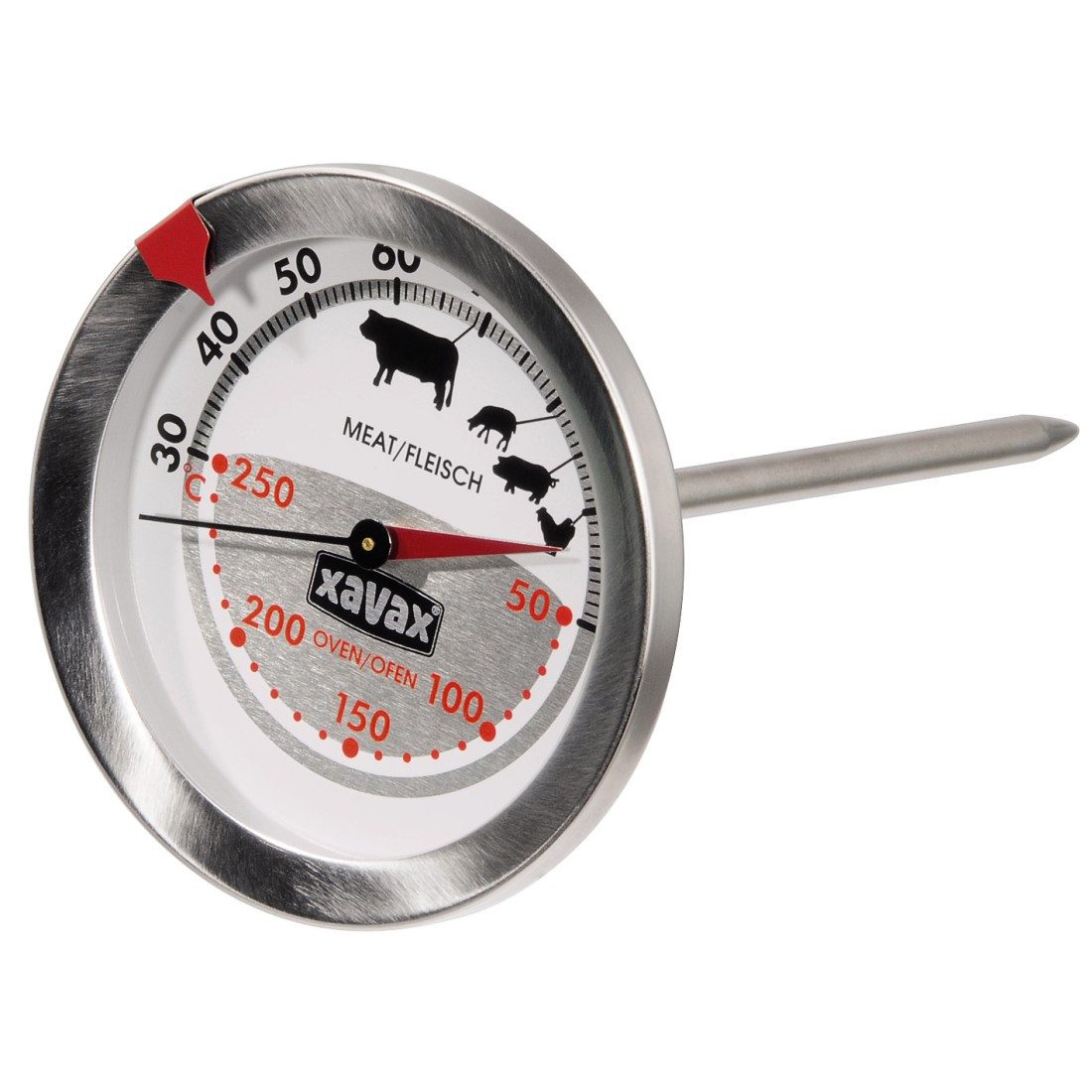 Xavax Bratenthermometer 2 in 1 Mechanisches Ofen- und Fleischthermometer