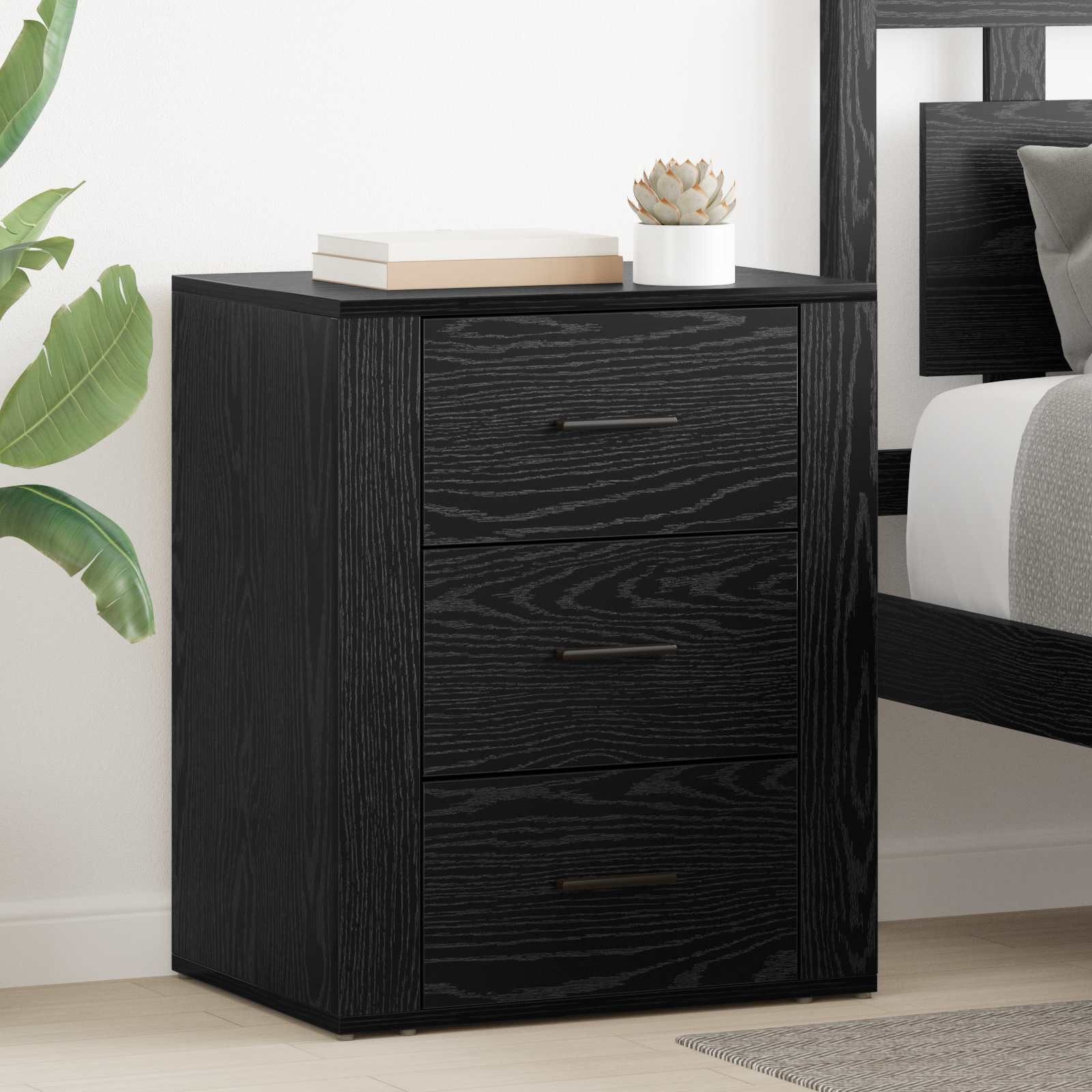 vidaXL Nachttisch Nachttisch Schwarz Eichen-Optik 35 x 50 x 60 cm Holzwerkstoff (1-St)