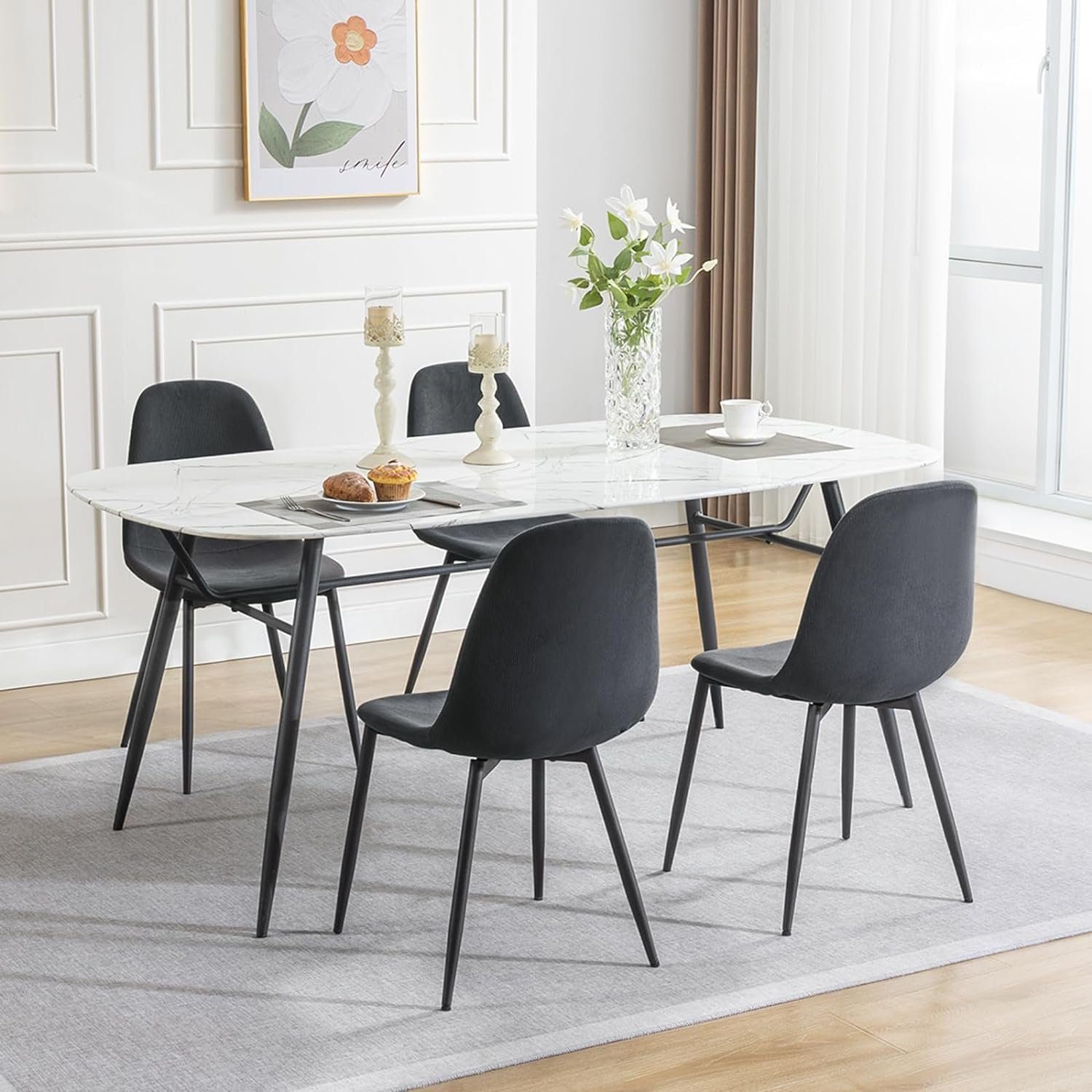 EUGAD Küchenstuhl (4 St), Esszimmerstühle Skandinavisch modern, Metallbeine günstig online kaufen