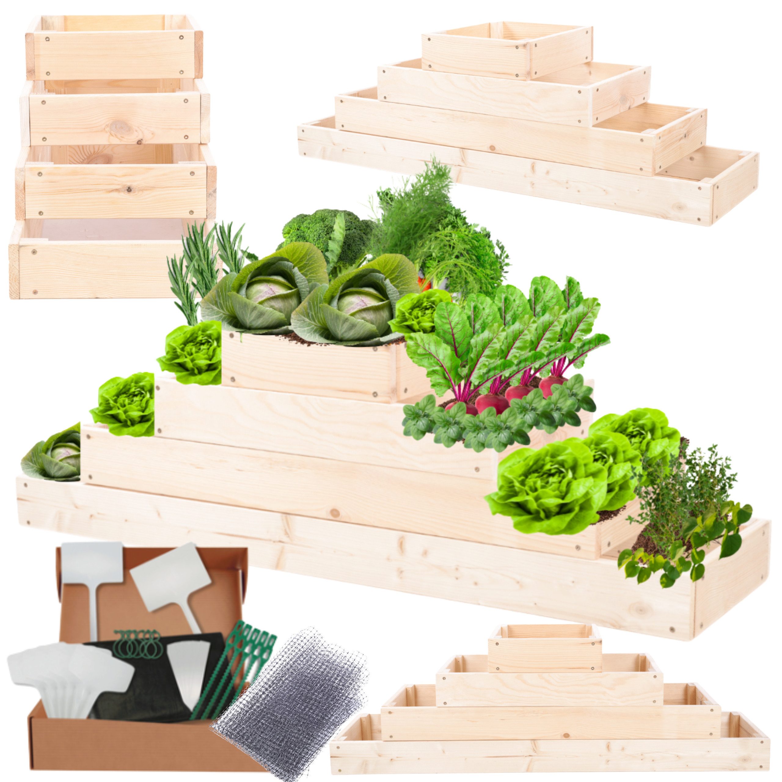 Modo24 Hochbeet Holz, Kräuterbeet, Gartenbeet, Pflanzbeet, Blumenbeet, Staudenbeet, Kiefernholz, höhenverstellbar, viele Größen, 3 Farben