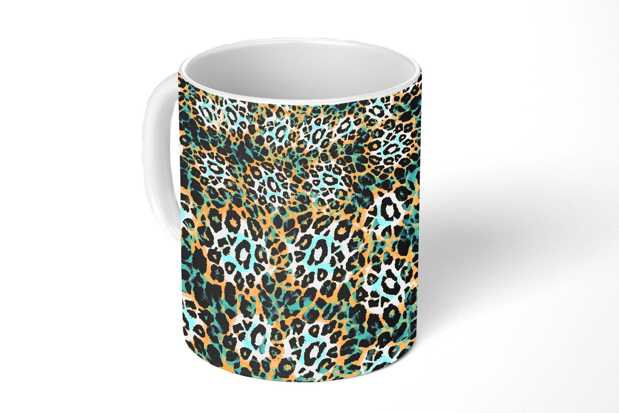 MuchoWow Tasse Leopard - Muster - Blau, Keramik, Kaffeetassen, Teetasse, Becher, Teetasse, Geschenk
