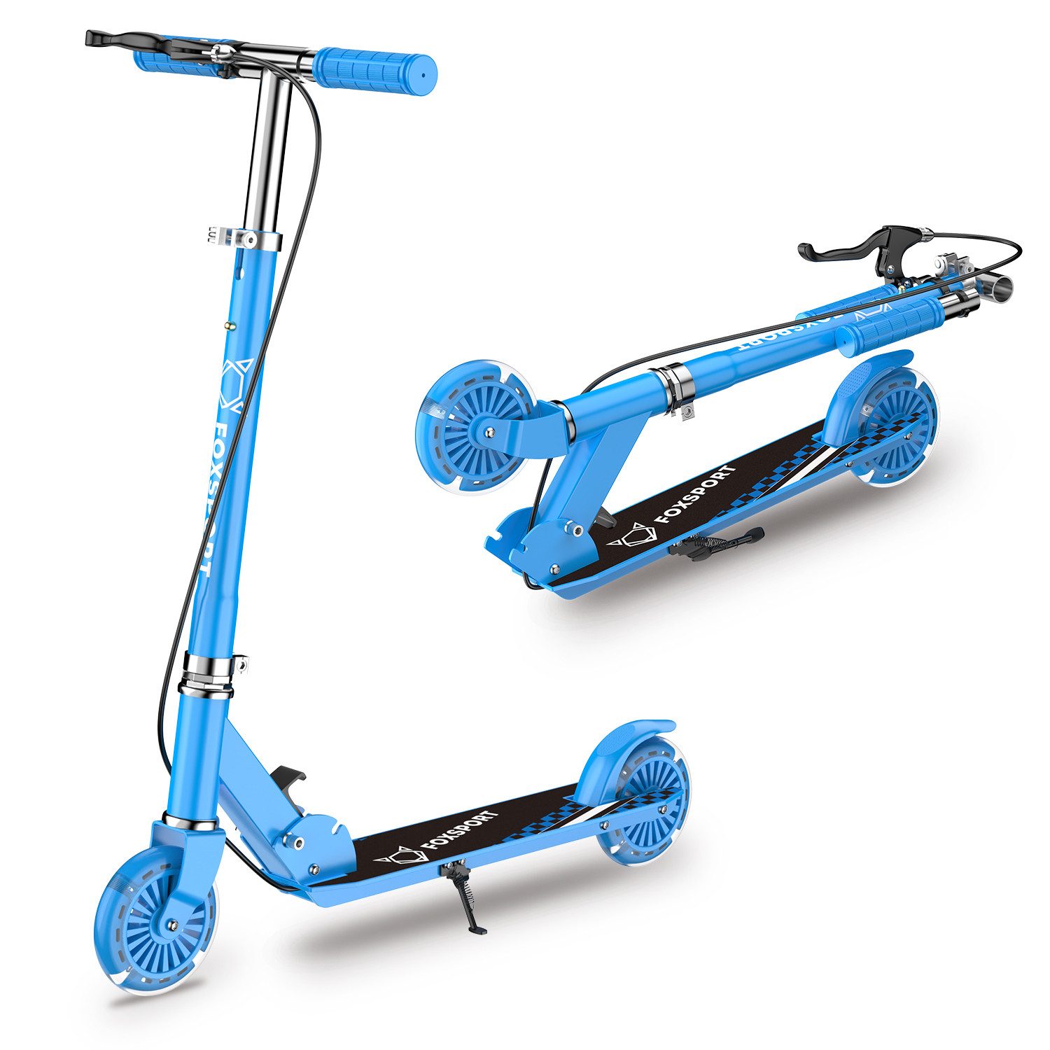FOXSPORT Cityroller Kick Scooter Faltbarer Kinderoller, 4,00 km/h, (Set, mit Schutzblechen), klappbar&höhenverstellbar Scooter 4.7 Zoll Räder Maximale 50 kg