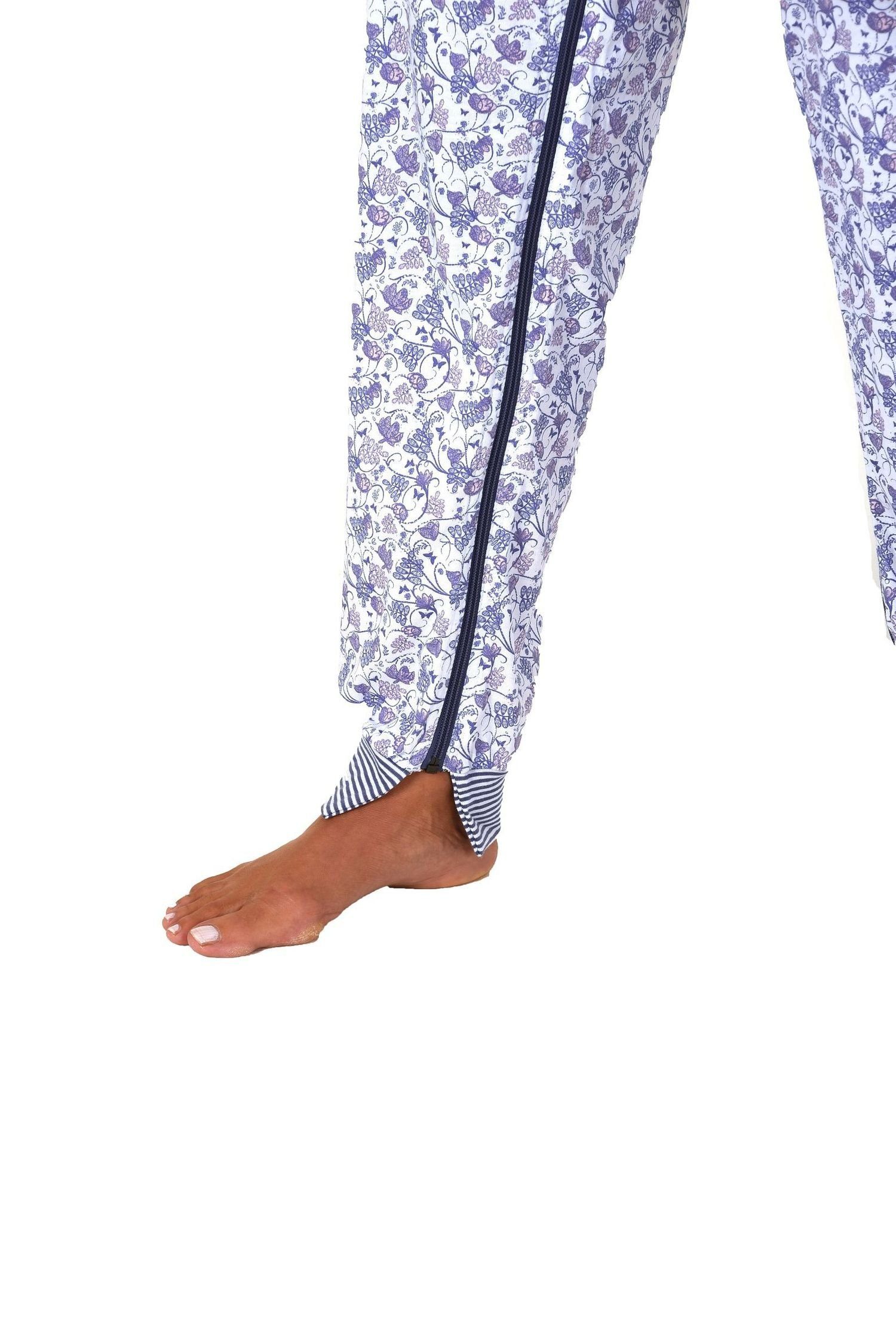 Normann Care Pyjama Damen Pflegeoverall langarm mit Reissverschluss am Rücken und am Bein 60507 – Bild 5 von 5