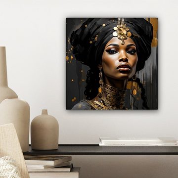 OneMillionCanvasses® Leinwandbild Frau - Gold - Schwarz - Luxus - Porträt, (1 St), Leinwand Bilder für Wohnzimmer Schlafzimmer, 20x20 cm