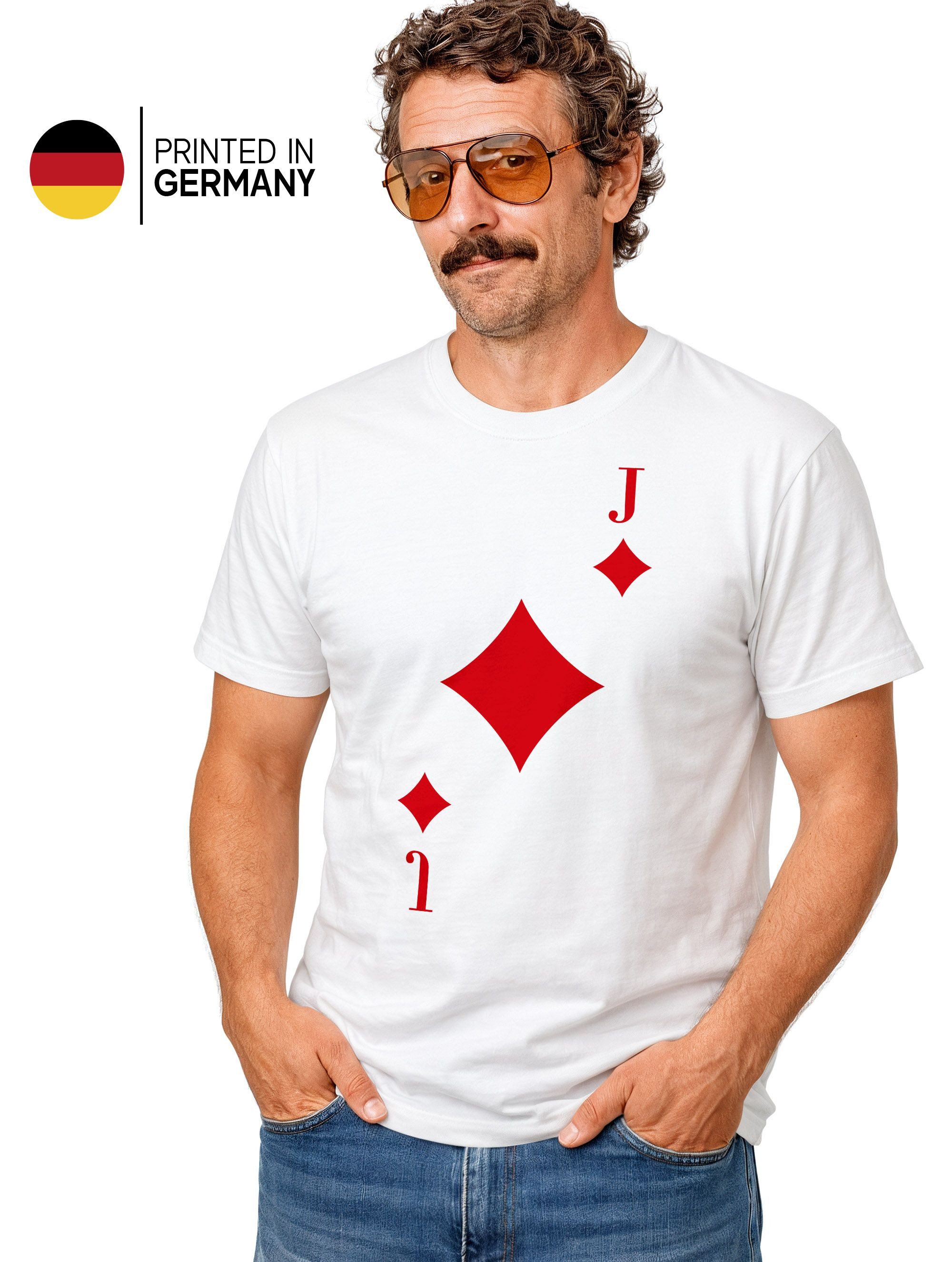 MoonWorks Print-Shirt Herren T-Shirt Kartenspiel Kostüm Spielkarten Gruppenkostüm mit Print