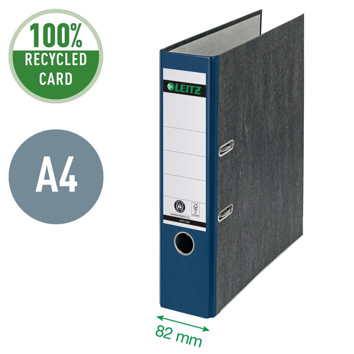 LEITZ Aktenordner Ordner Wolkenmarmor A4 80mm 180Grad blau – Bild 4 von 5