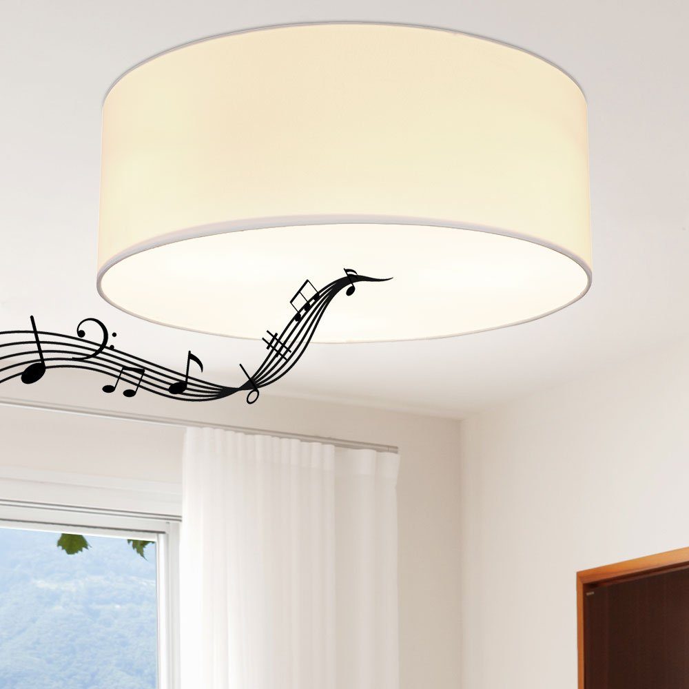 Globo Deckenstrahler, Leuchtmittel nicht inklusive, Lampe Lautsprecher Leuchte Decken weiß Textil Zimmer Bluetooth Wohn