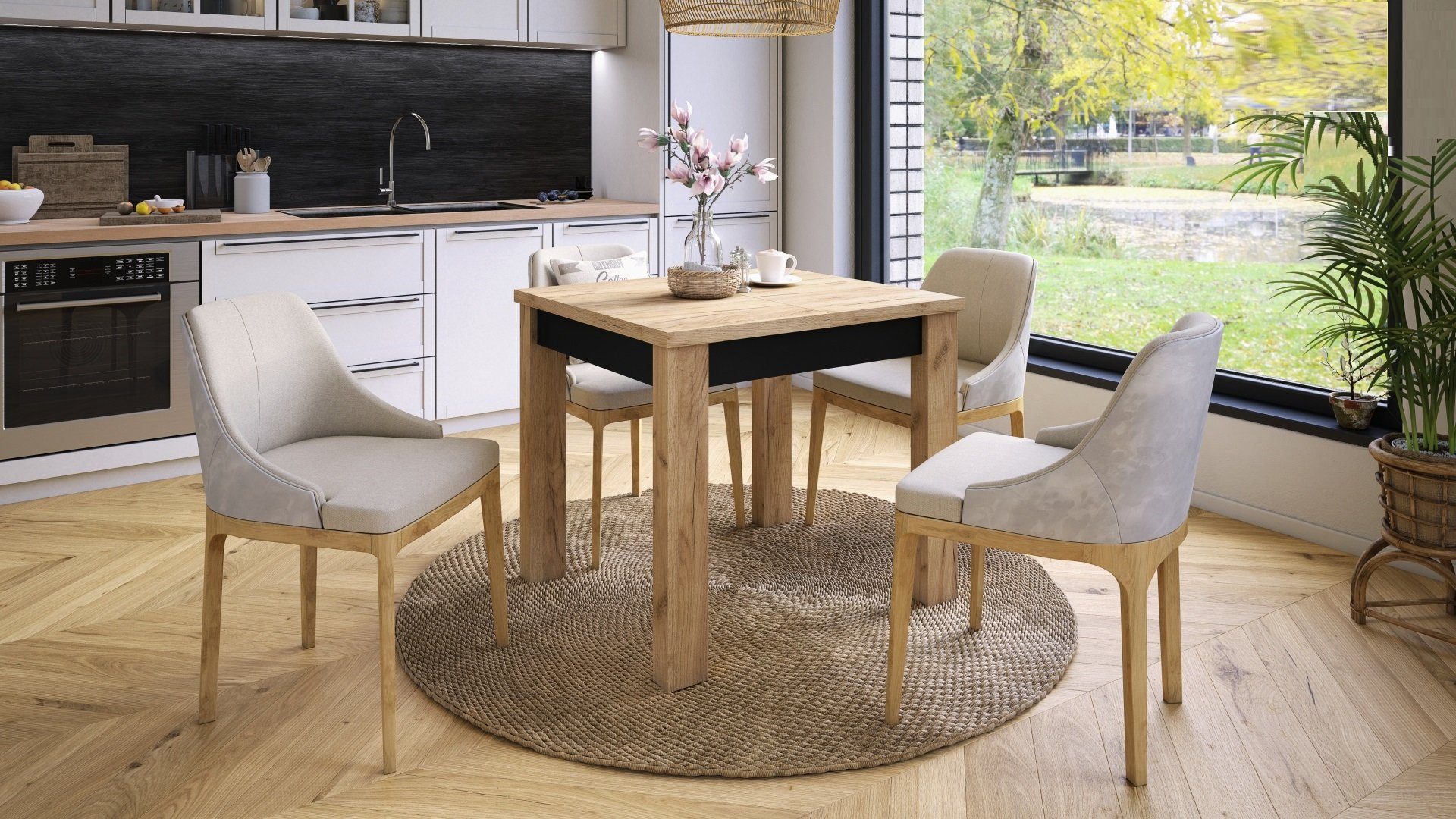 designimpex Esstisch Design Fonte Tisch ausziehbar 85 bis 130 cm