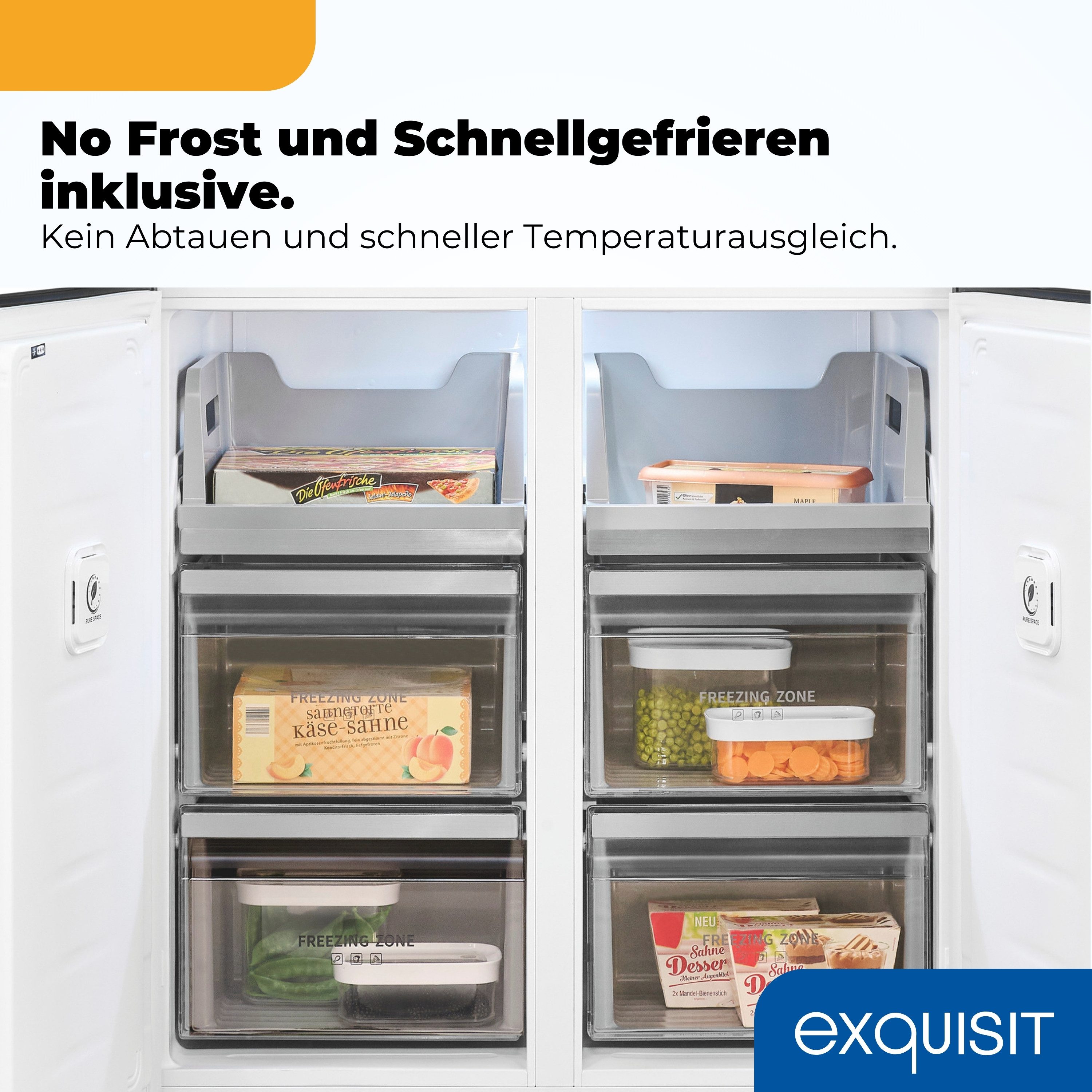 exquisit Multi Door EMD470-170-200E inoxlook-weiss, 193 cm hoch, 84 cm breit, Nie mehr abtauen – No-Frost & Umluft für perfekte Kühlung – Bild 5 von 5
