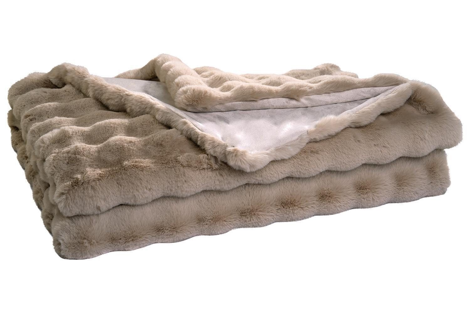 Wohndecke, 150 x 200 cm, Beige, Polyester, Home4You, Waschbar bis 30 °C günstig online kaufen