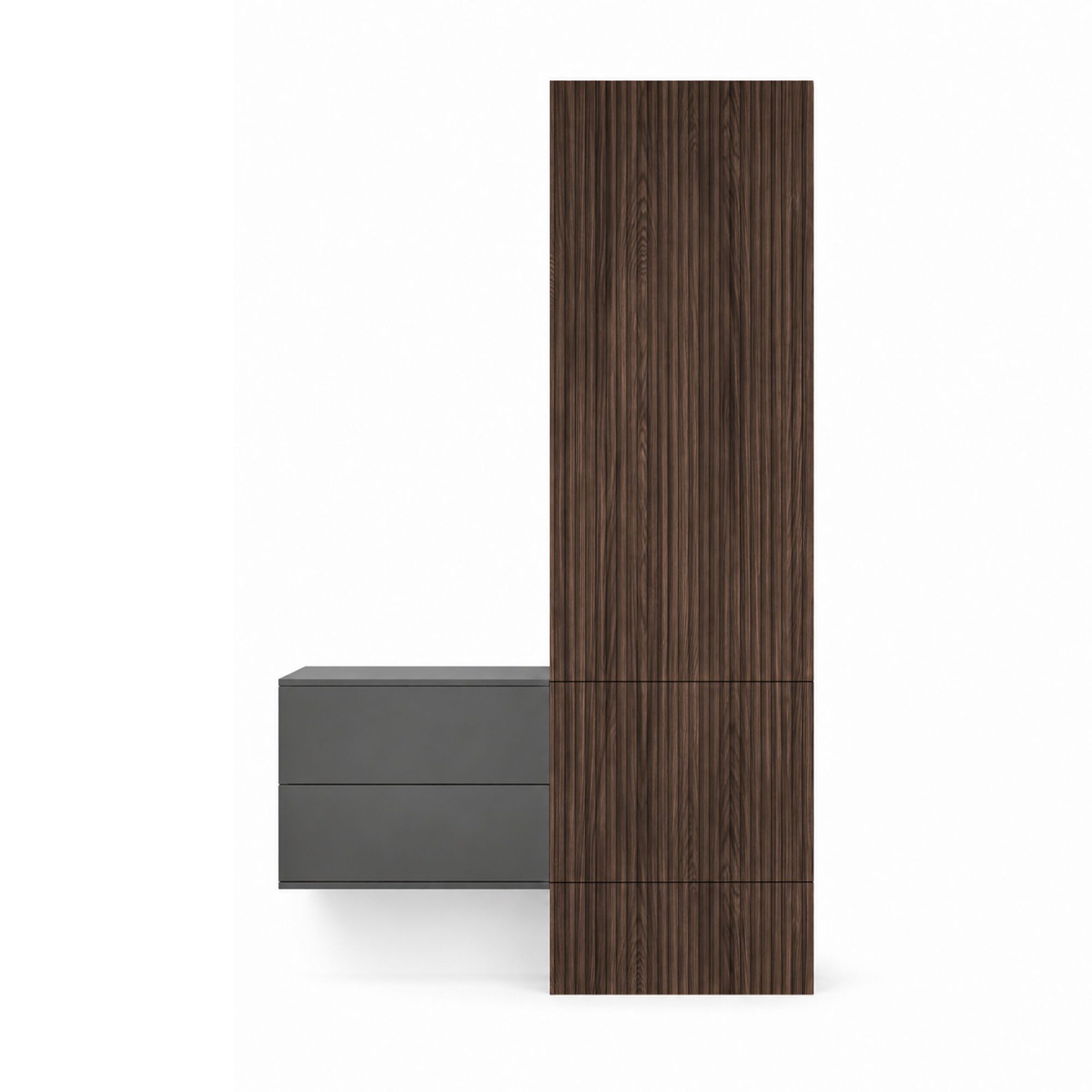 InnoFurn Garderoben-Set Norello Set 2 Anthrazit matt, (Set, 2-St., Geriffeltes Garderobenpaneel mit verdecktem Stauraum), Geriffeltes Paneel, Kleiderstange, Push to Open, Made in Germany