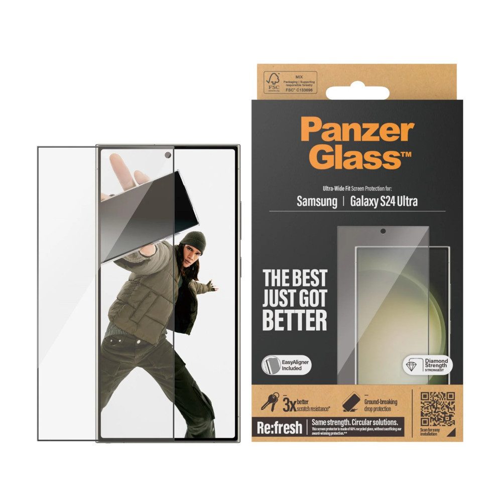 PanzerGlass Displayschutzglas ScreenPro Schutzglas Samsung Galaxy S24 Ultra, Ultra-Wide Fit