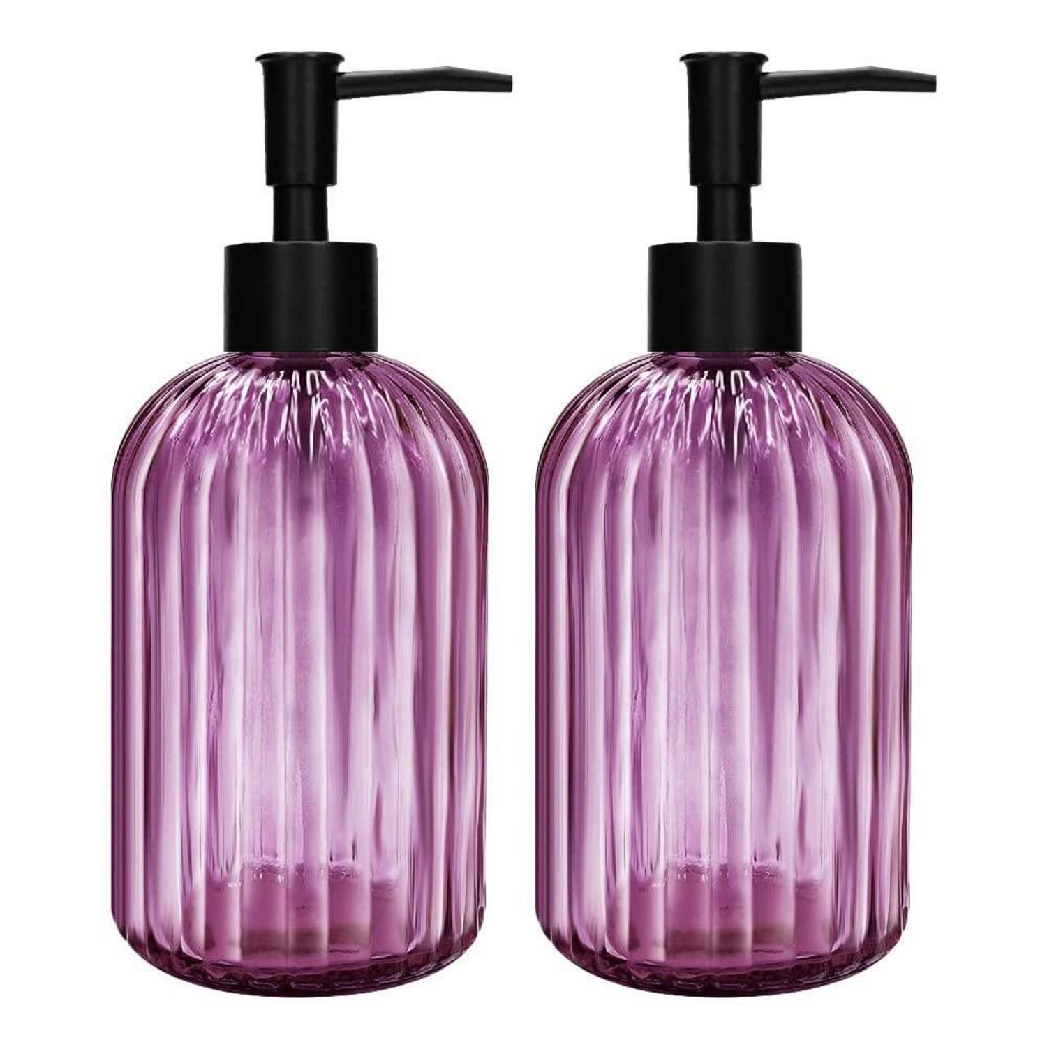 LuxusKollektion Seifenspender 2er Glas Seifenspender Violett 400ml