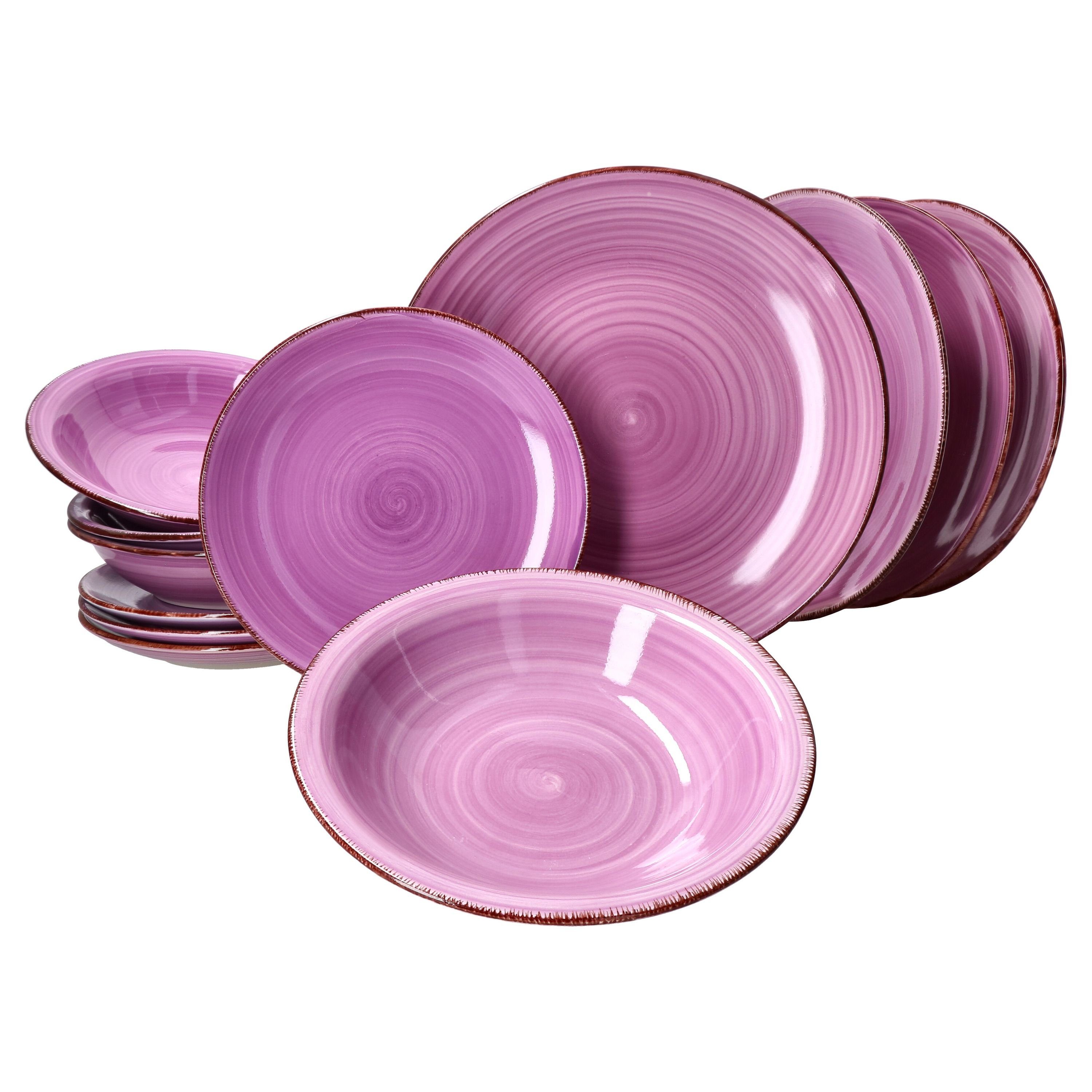 MamboCat Teller-Set MamboCat Uni Lila 12-tlg. Teller Set I Steingut-Geschirr Violett