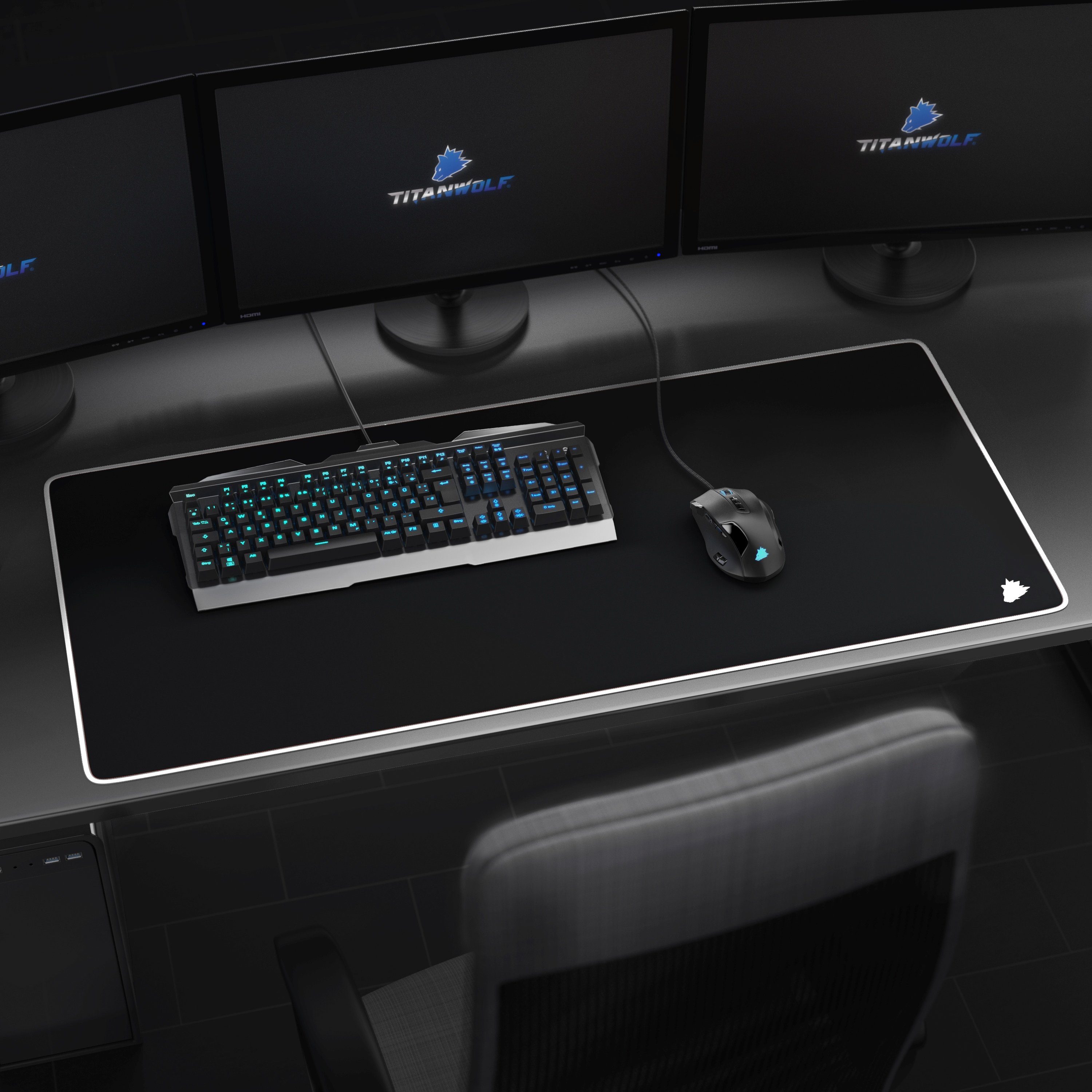 Titanwolf Gaming Mauspad XXL Speed Mousepad 900 x 400 x 3 mm, große Tischunterlage (1-St), rutschfest, abwaschbar, Geschwindigkeit & Präzision, Symbol weiß – Bild 4 von 5