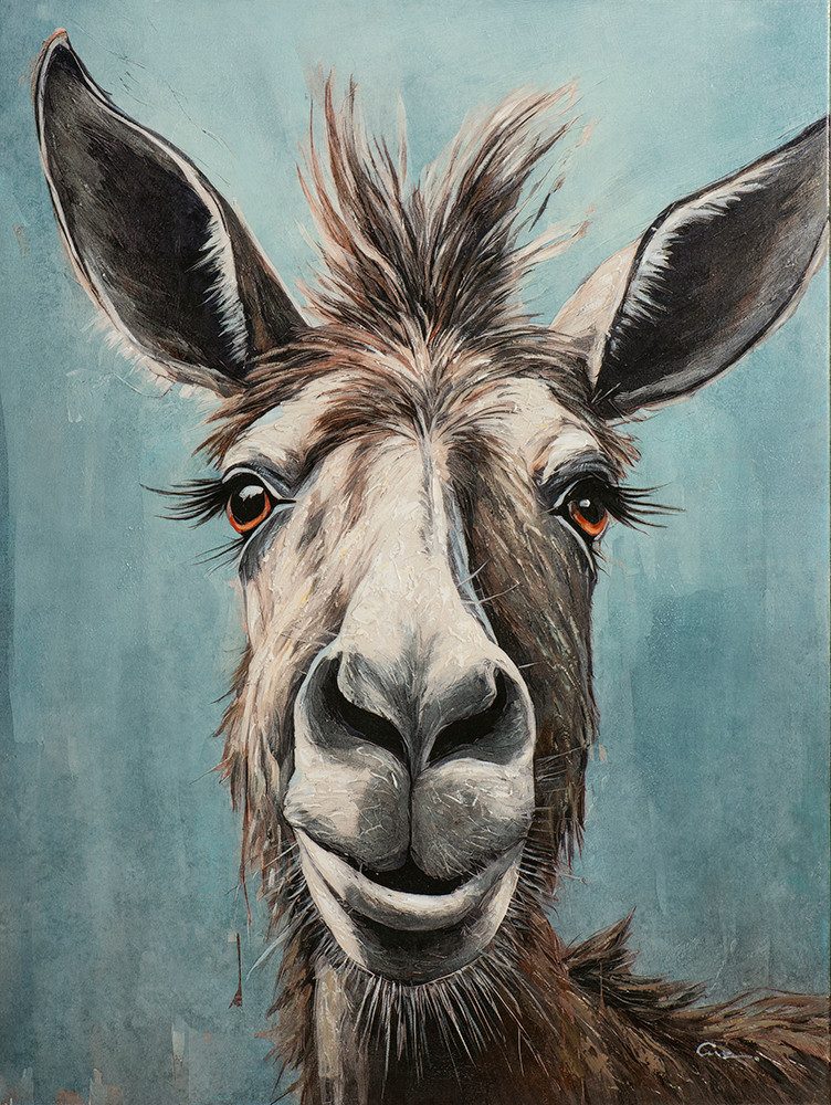 ArtUniverse Gemälde Lächelnder Esel 70 x 100 cm, Tiermotiv