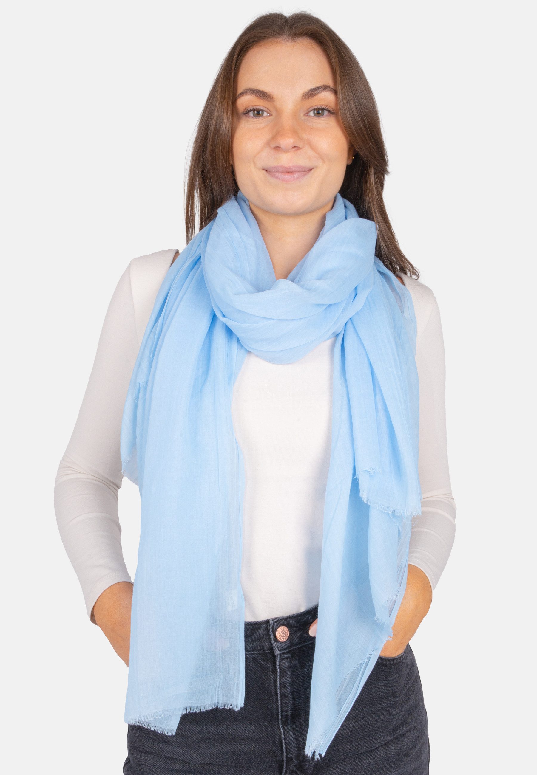 Seasons of April Seidenschal Alessandra Schal, Elegant, dünn, leicht & weich: Uni Damen Schal mit kurzen Fransen