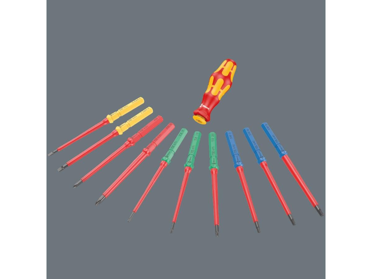 Wera Schraubendreher Kraftform Kompakt VDE Big Pack 1, (Set, 26-tlg), Wechselklingen Set, 2x Kraftform Handhalter 817 in robuster Falttasche – Bild 4 von 5