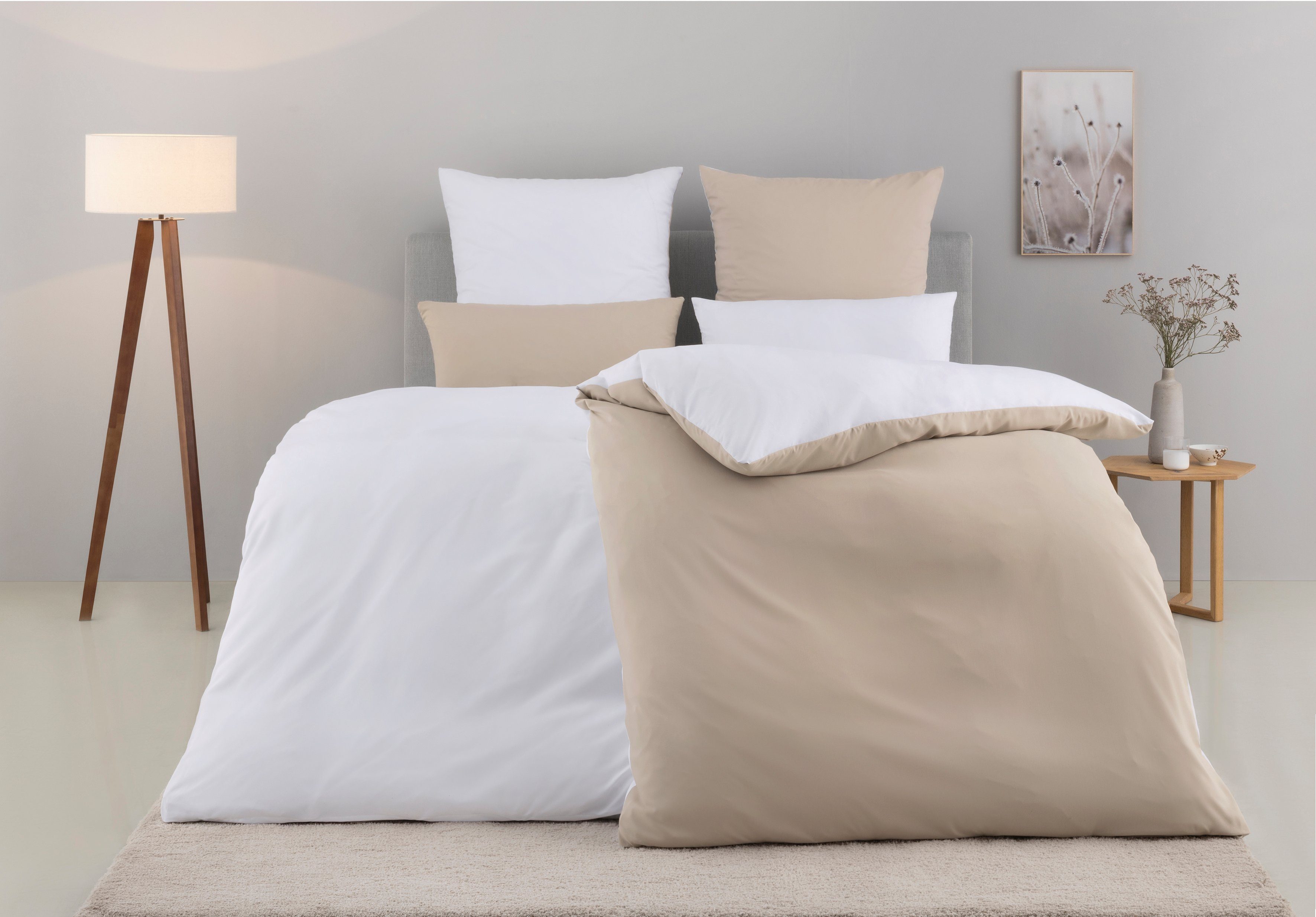 OTTO home Wendebettwäsche Desner2 100% Microfaser, extra weich, allergikerfreundlich, Microfaser, 3 teilig, Premium Qualität, uni, schnell trocknend, pflegeleicht, ab 135x200 cm