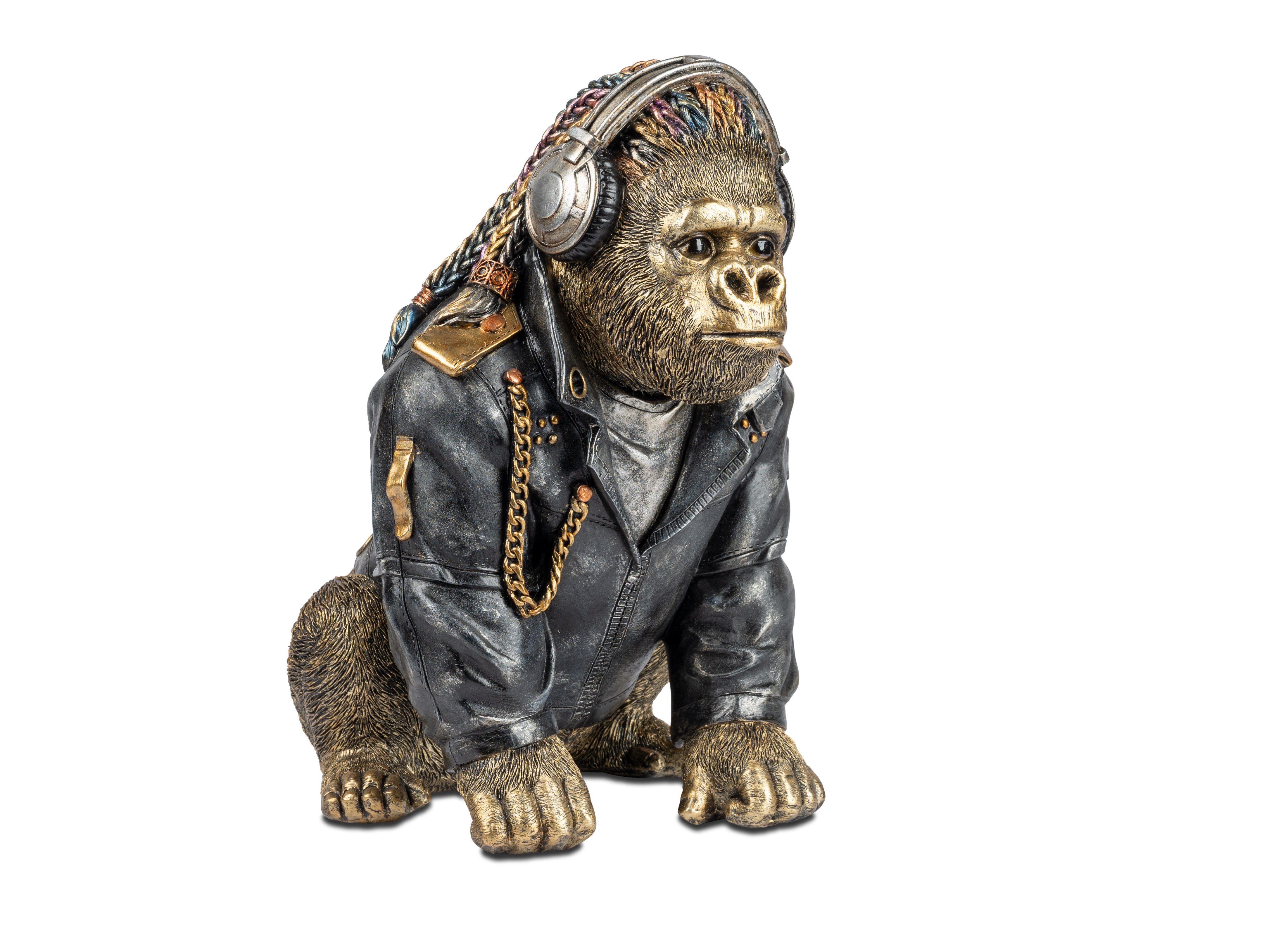 formano Dekofigur Gorilla modern antikgold – Kunststein Figur 34 cm