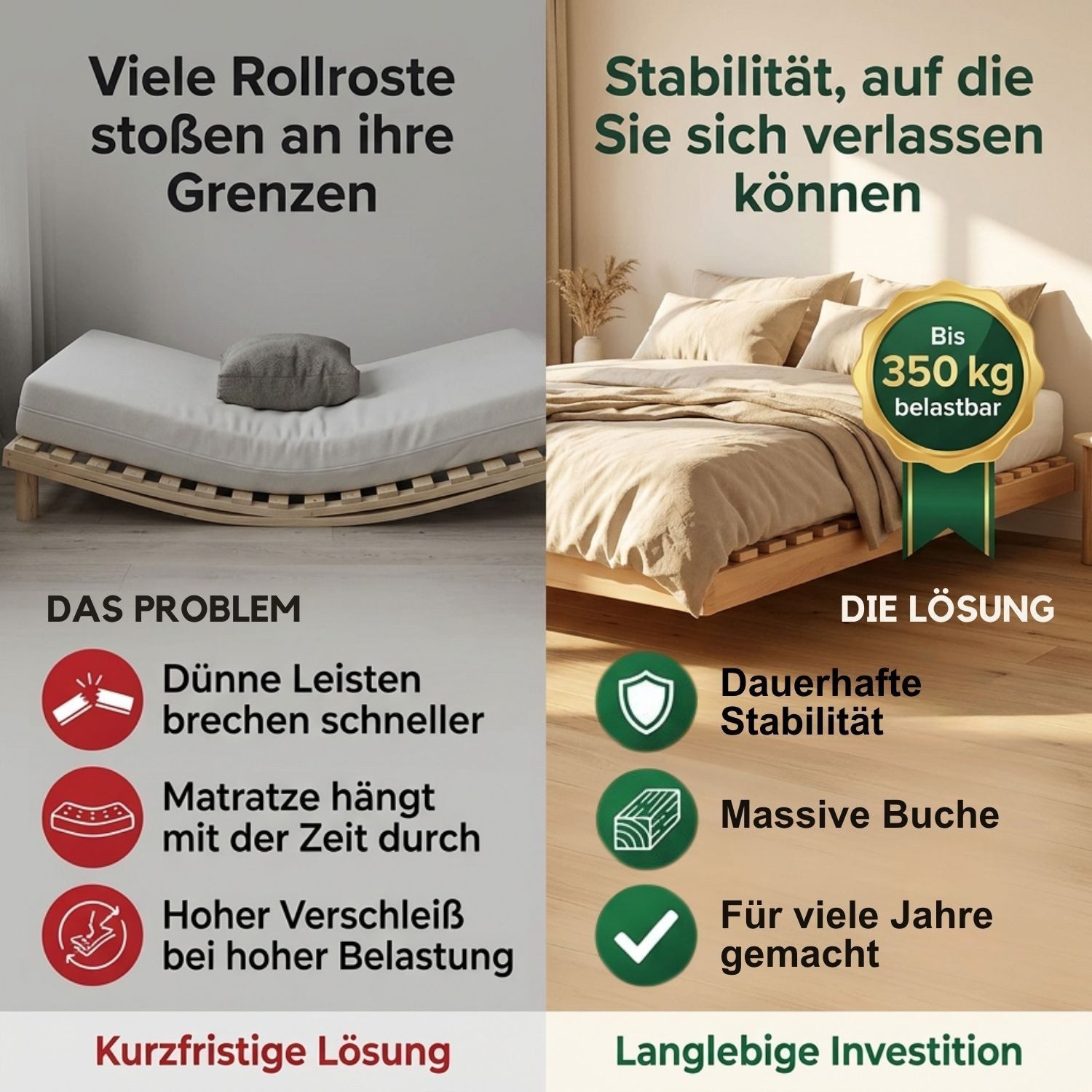 Rollrost, Coemo, Kopfteil nicht verstellbar, Fußteil nicht verstellbar, Rollrost 80x200, 25 Leisten extrem stabil