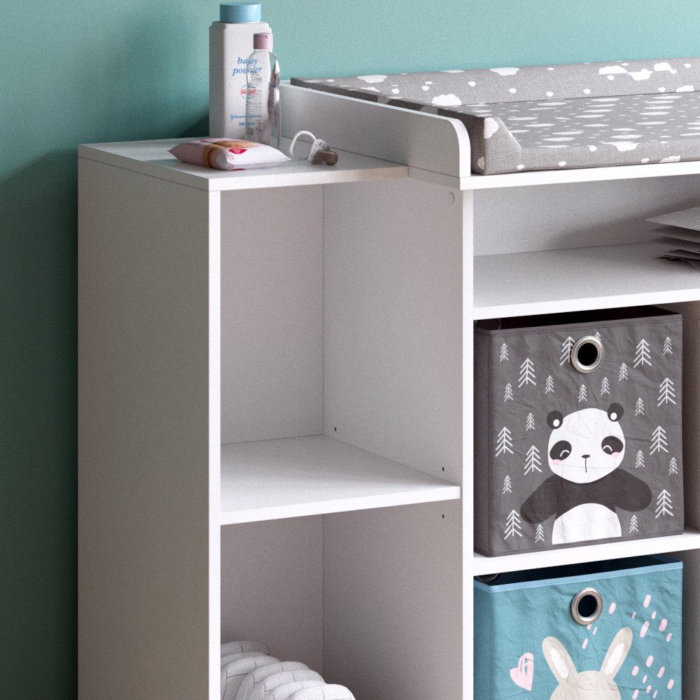 Vicco Wickelkommode Oskar, Weiß, 113 x 100 cm mit offenen Regalen