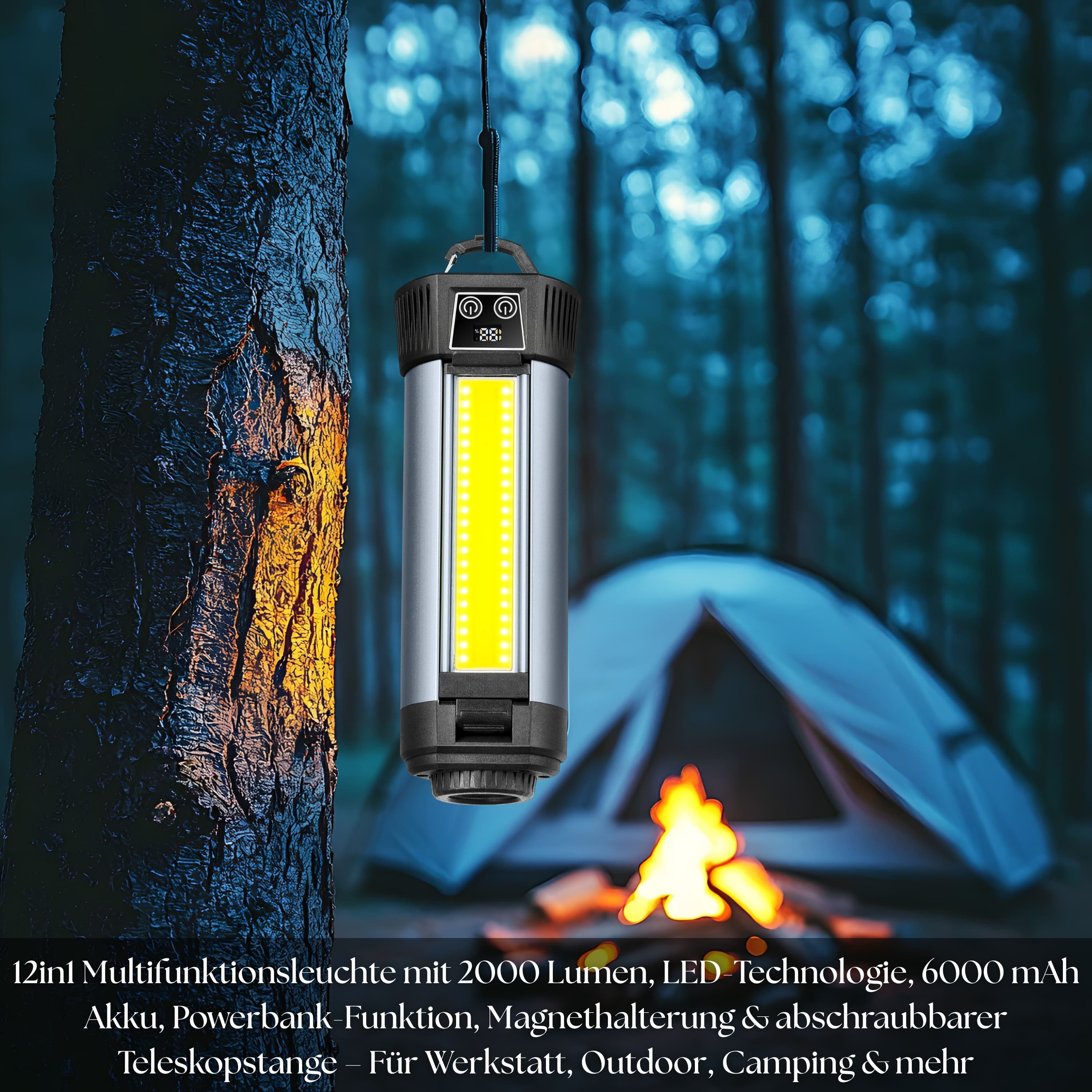STEINBORG LED Taschenlampe SB-8200 Multfunktionsleuchte (2-St), 12in1, 2000 Lumen, 4 Farbtemperaturen, 6000 mAh