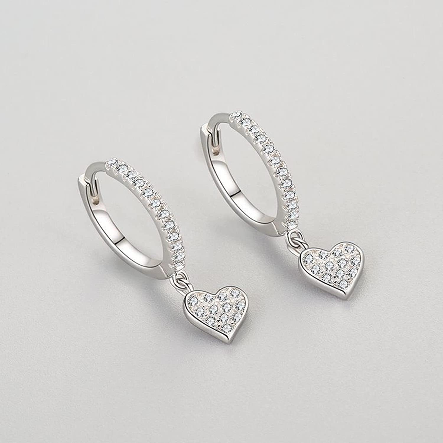 Welikera Ohrhänger-Set 925 Anhänger Silber Sterling Creolen Ohrringe Damen mit Hängend Herz