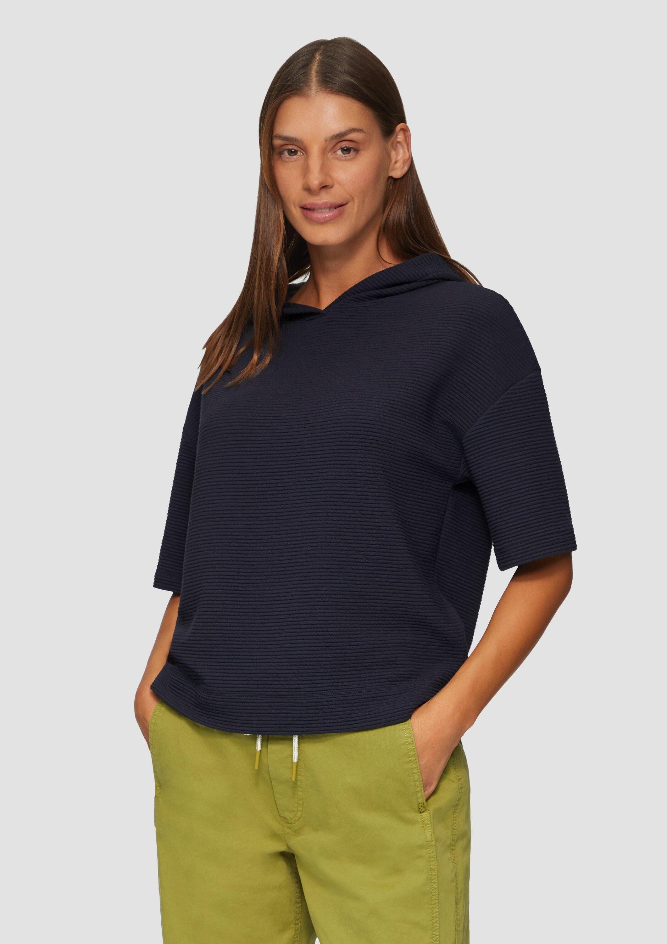 s.Oliver Sweatshirt Sweatshirt Kurzarm-Sweatshirt mit Strukturmuster