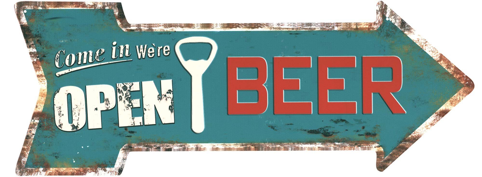 Metallschild Blechschild Beer Come in We`re Open