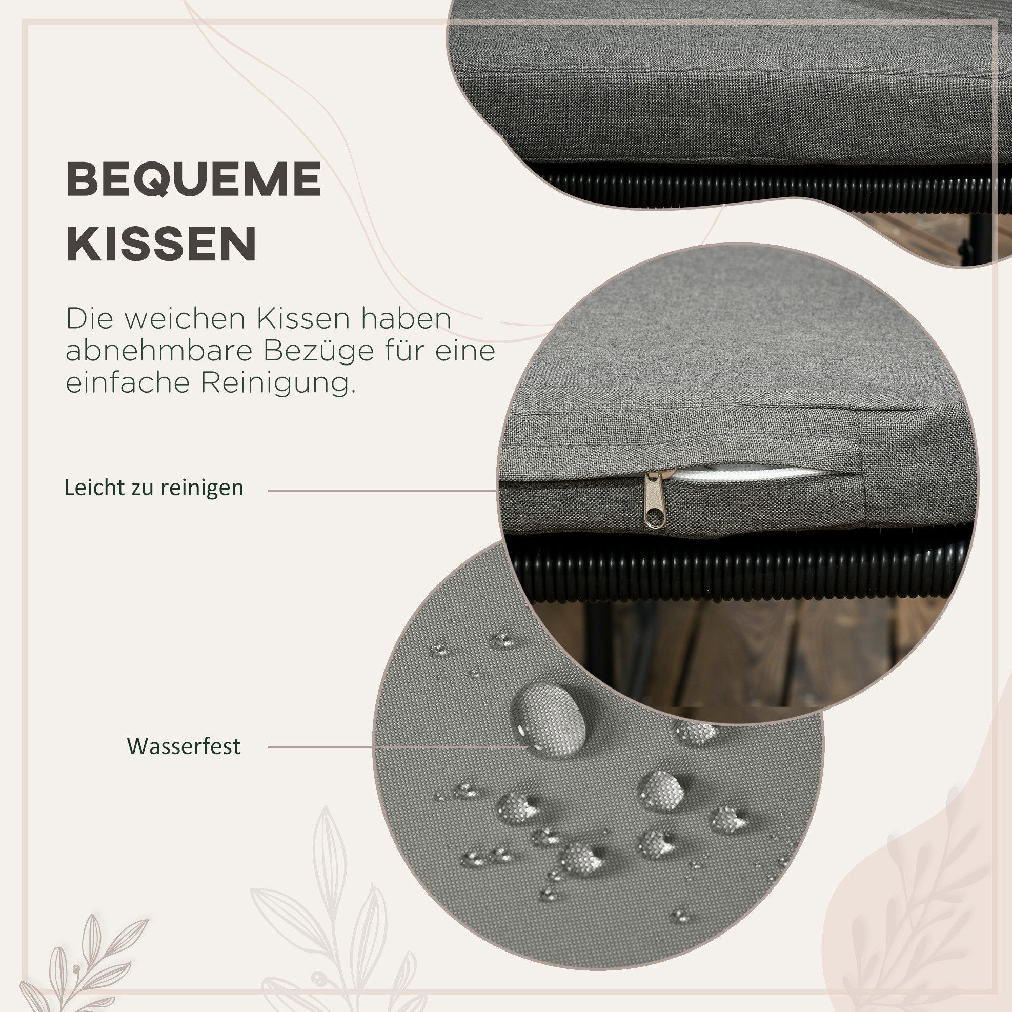 OKWISH Sitzgruppe 5‑tlg. Polyrattan-Gartenmöbel-Set mit 4 Stühlen & Beistelltisch, (Set, 5-tlg., 50.5x49.5x67cm & 110x110x75 cm für Balkon, Terrasse & Garten), Outdoor-Speiseset für gemütliche Runden mit Familie & Freunden