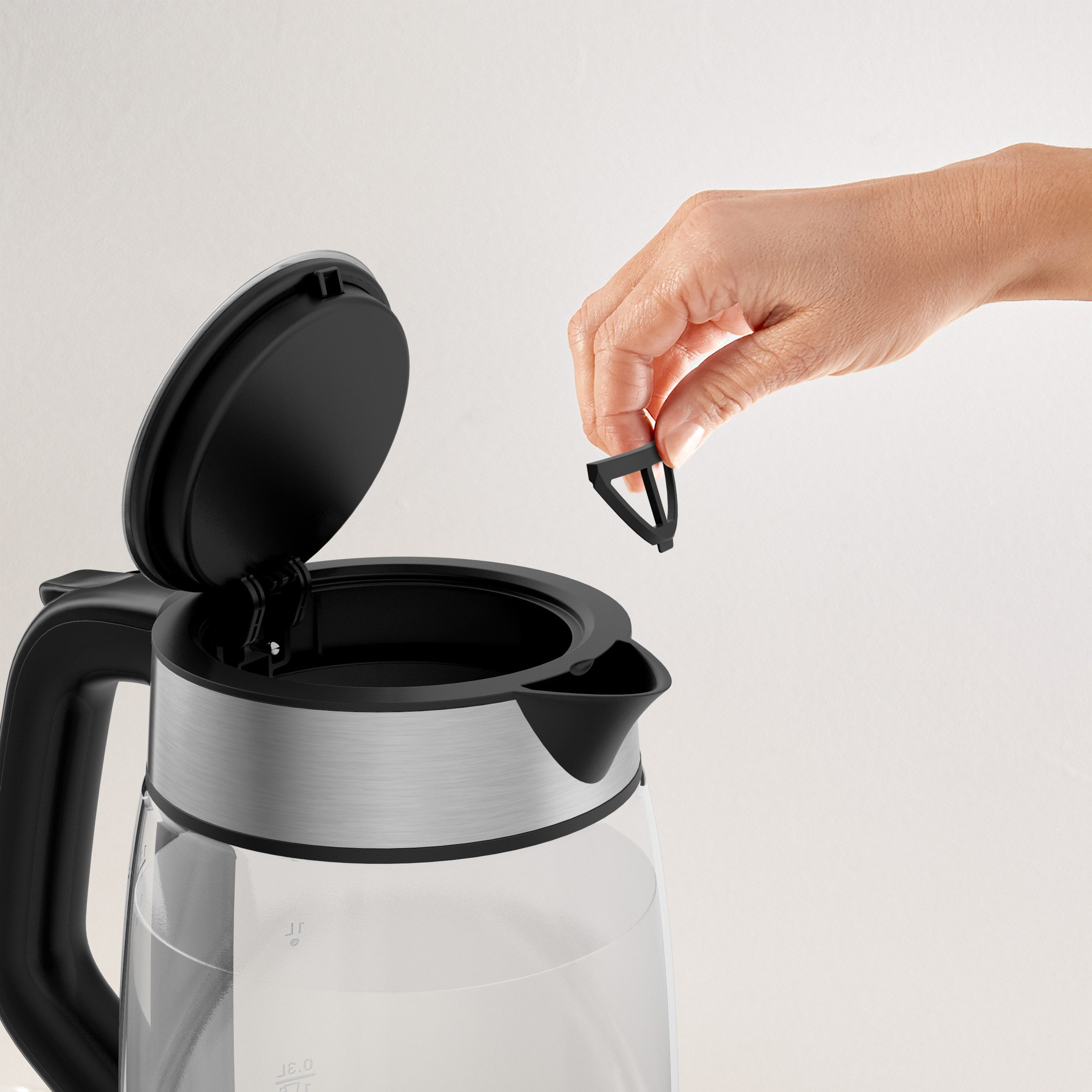 Tefal Wasserkocher KI6058, 1,7 l, 2200 W, Deckelöffnung auf Knopfdruck, großes Fassungsvermögen von 1,7 l
