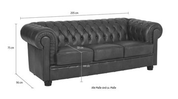 Max Winzer® Chesterfield-Sofa Kent, 3-Sitzer mit edler Knopfheftung, Breite 205 cm
