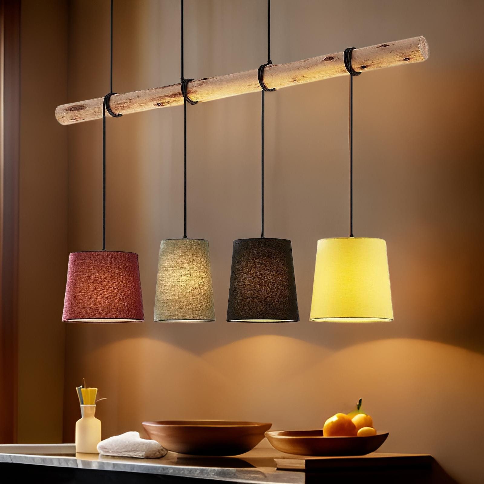 Liadomo Pendelleuchte Tores, ohne Leuchtmittel, Retro-Stoffschirme in 4 Far günstig online kaufen