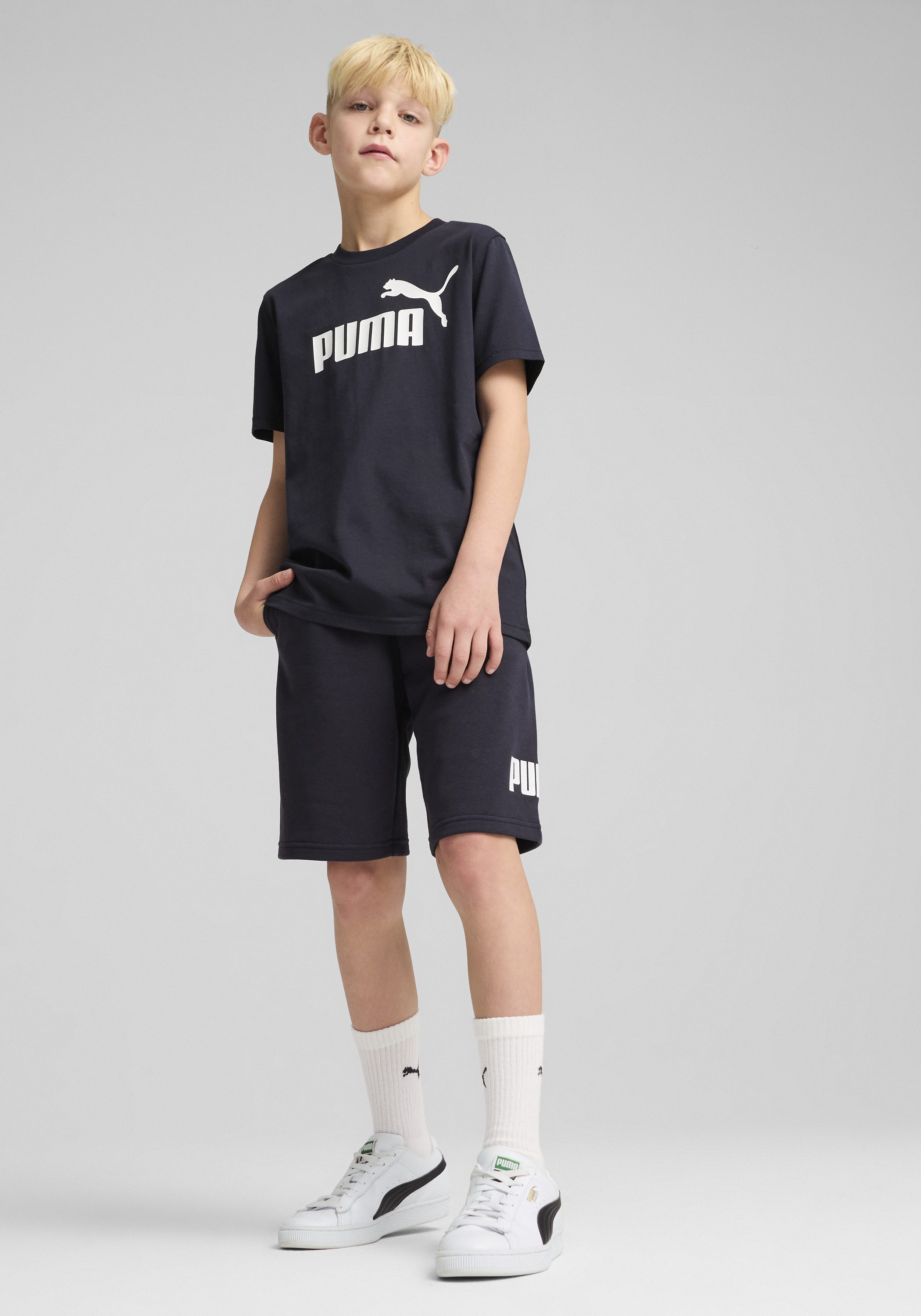 PUMA Trainingsshorts ESS NO 1 LOGO SHORTS TR B mit Eingrifftaschen, elastischer Bund, für Jugendliche – Bild 3 von 5
