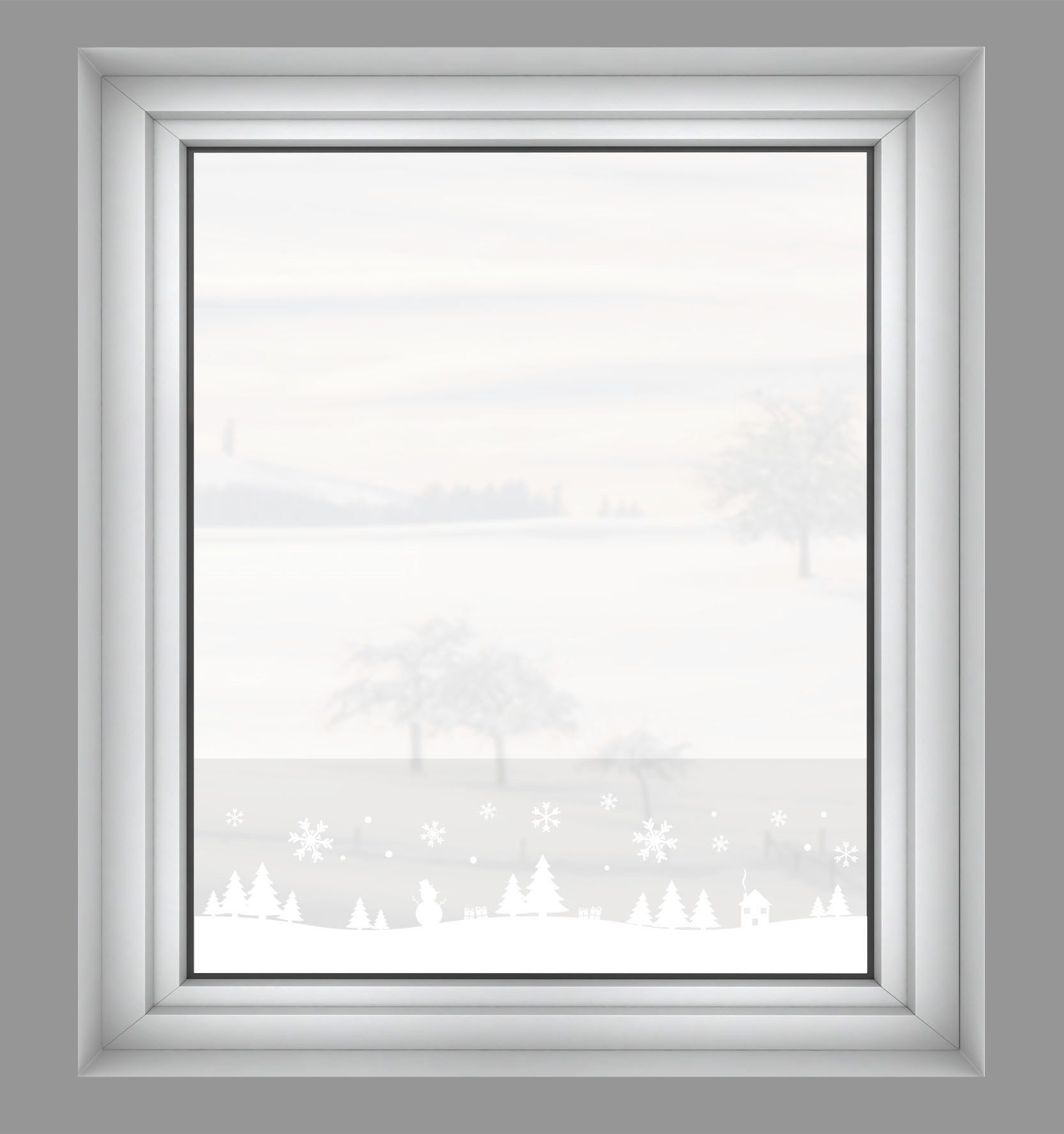 GARDINIA Fensterfolie Statische Deko-Folie X-Mas Bäume halbtransparent 20 x 150 cm, halbtransparent, halbtransparent