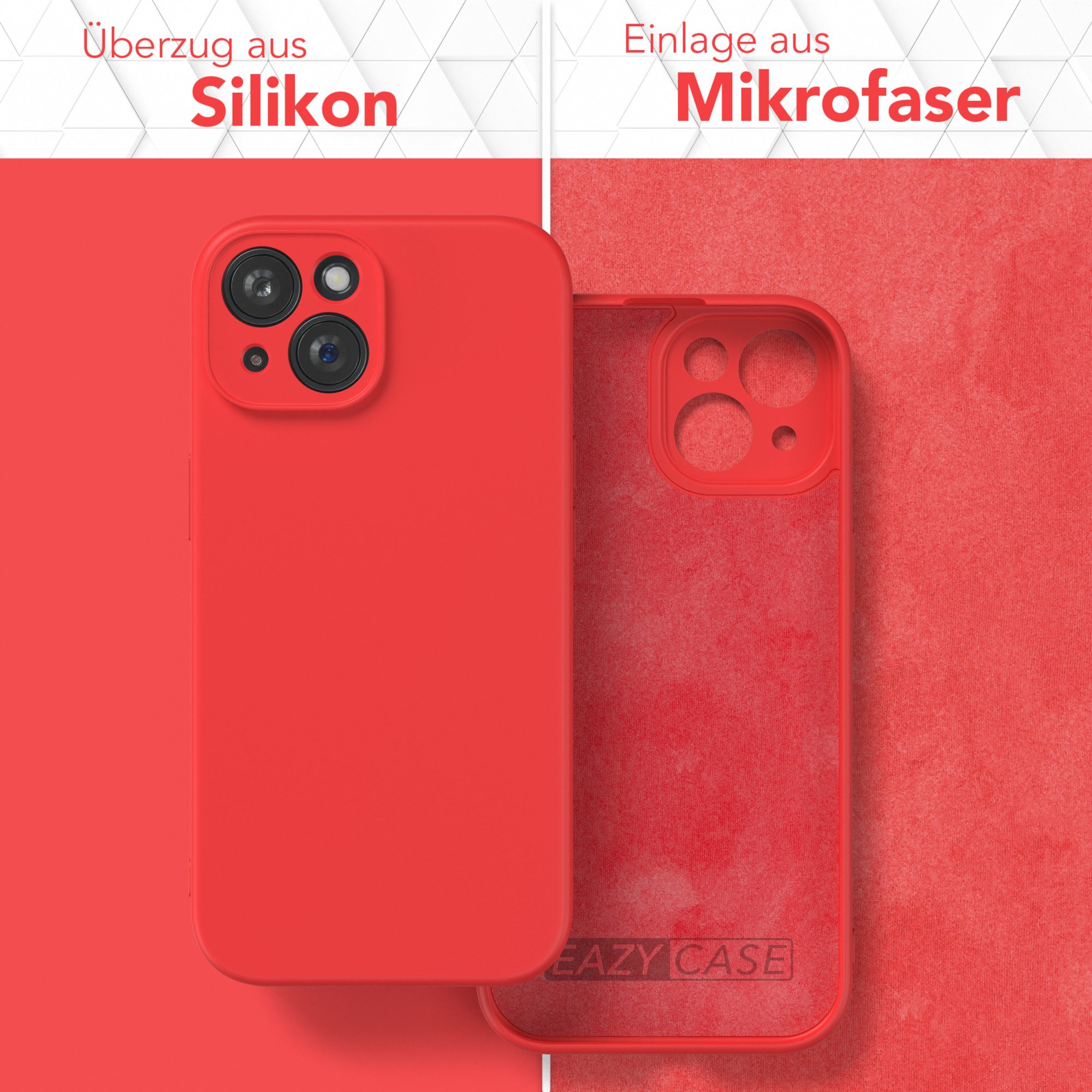 EAZY CASE Handyhülle für Apple iPhone 15 Hülle Silikon 6,1 Zoll, Silikon Schutzhülle mit Kameraschutz stoßfest Handycover elastisch Rot – Bild 3 von 5