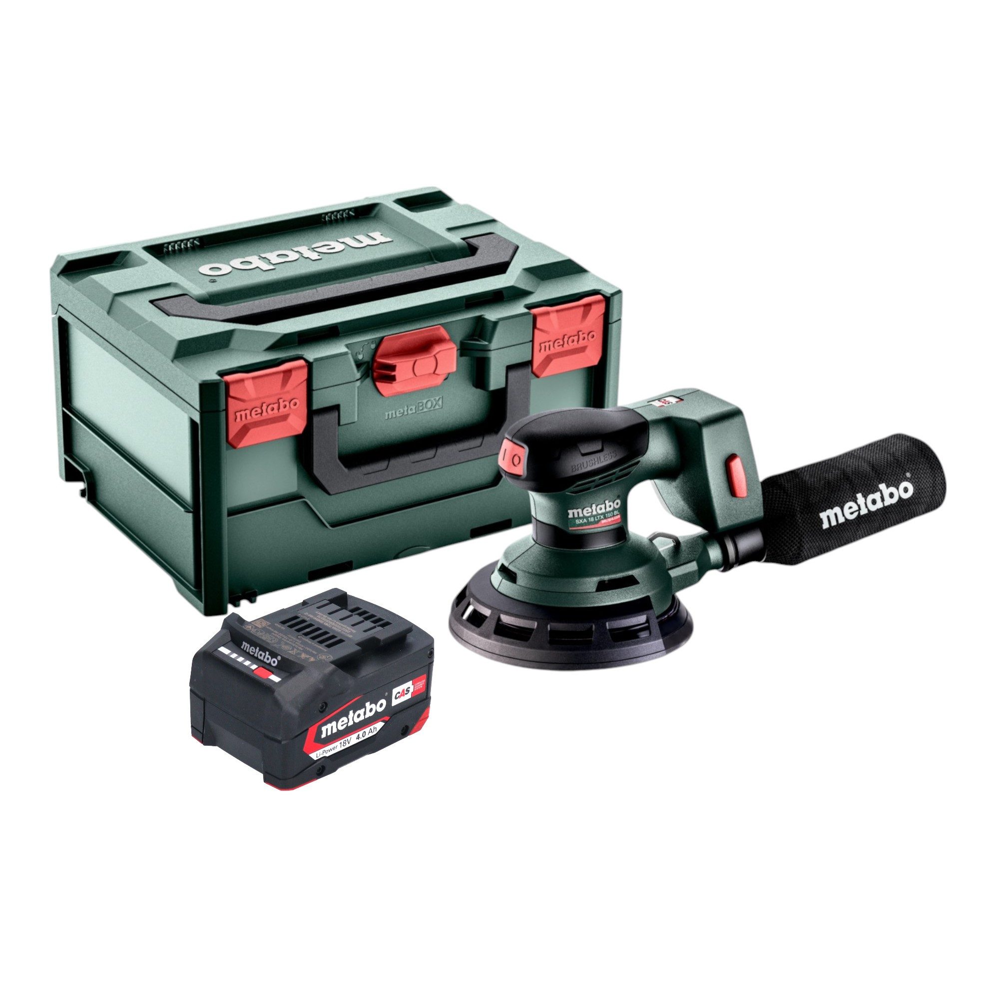 metabo Akku-Exzenterschleifer SXA 18 LTX 150 BL 18V 150mm + 1x Akku 4,0Ah + metaBOX - ohne Ladegerät