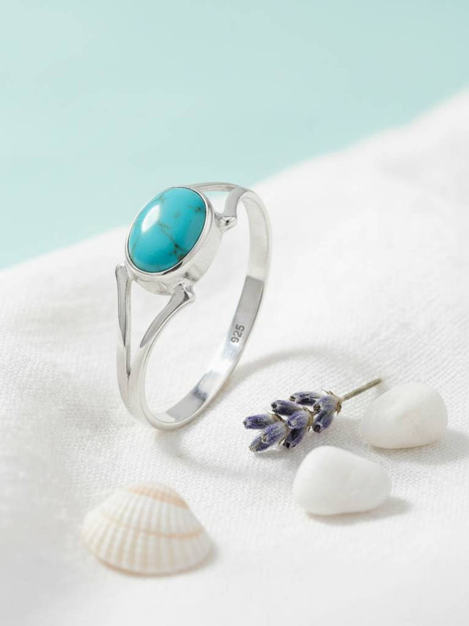 mantraroma Silberring TEKILI oval aus 925 Silber mit Türkis (Ring mit Schmu günstig online kaufen