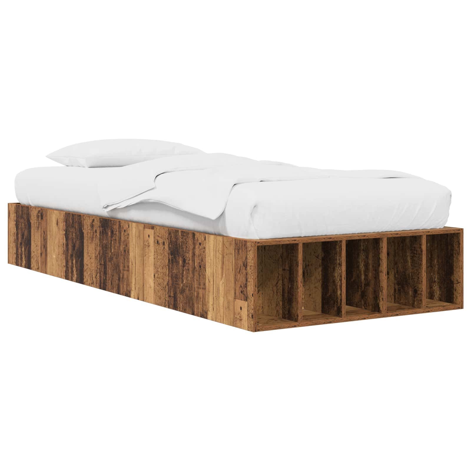 vidaXL Bett Bettgestell mit Stauraum Altholz 80 x 200 cm Holzwerkstoff (1-tlg)