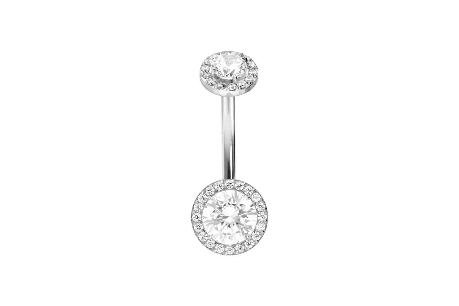 PIERCINGLINE Bauchnabelpiercing Titan Bananabell mit Innengewinde 2 KRISTALLDISCS (Bananabells, 1-tlg)
